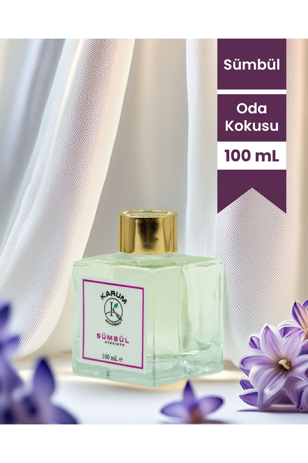 karum academy Sümbül (Baharın Ferahlatıcı Esintisi) Çubuklu Kare Oda Kokusu 100ML