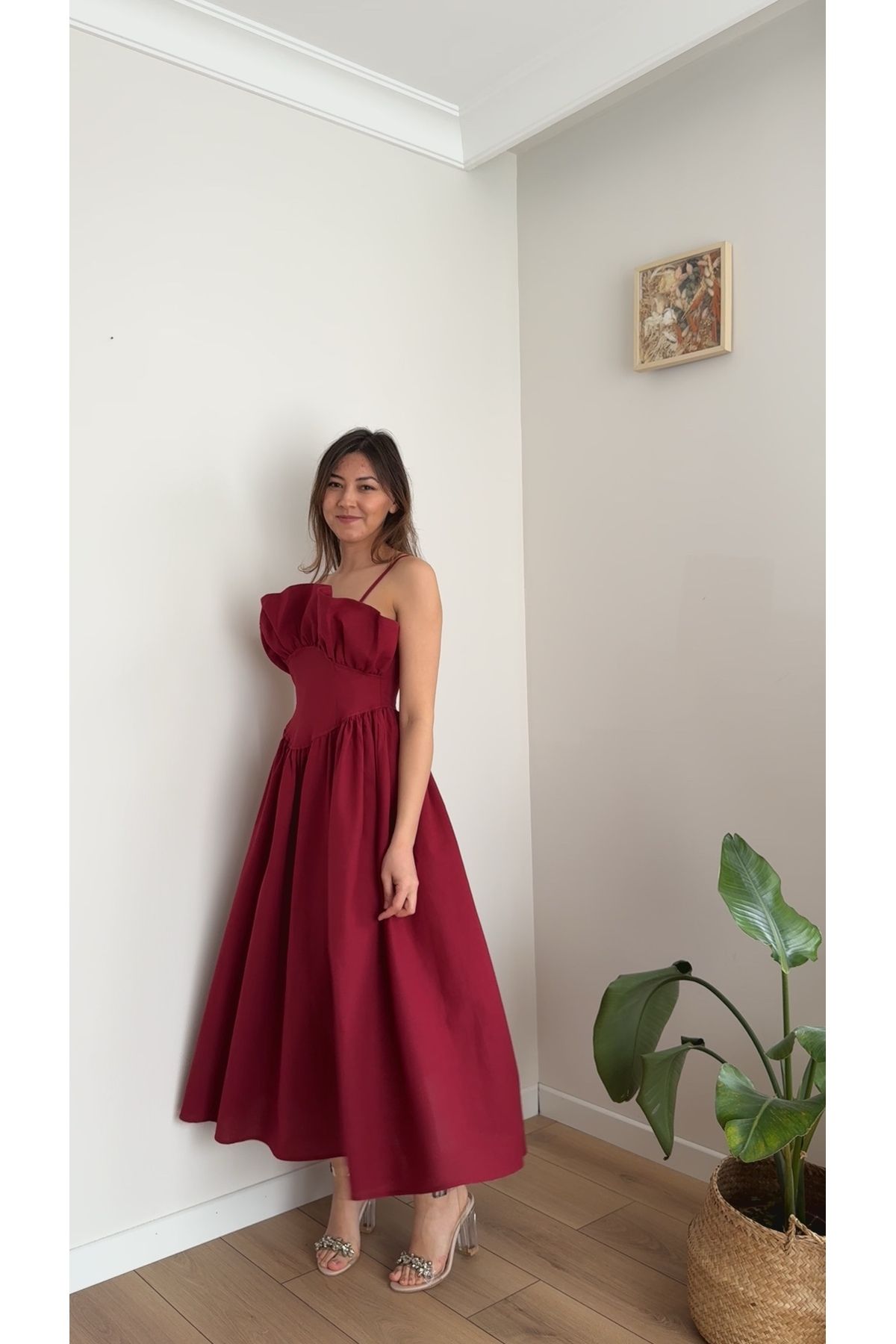 TUSİVA STORE Prenses Keten Elbise