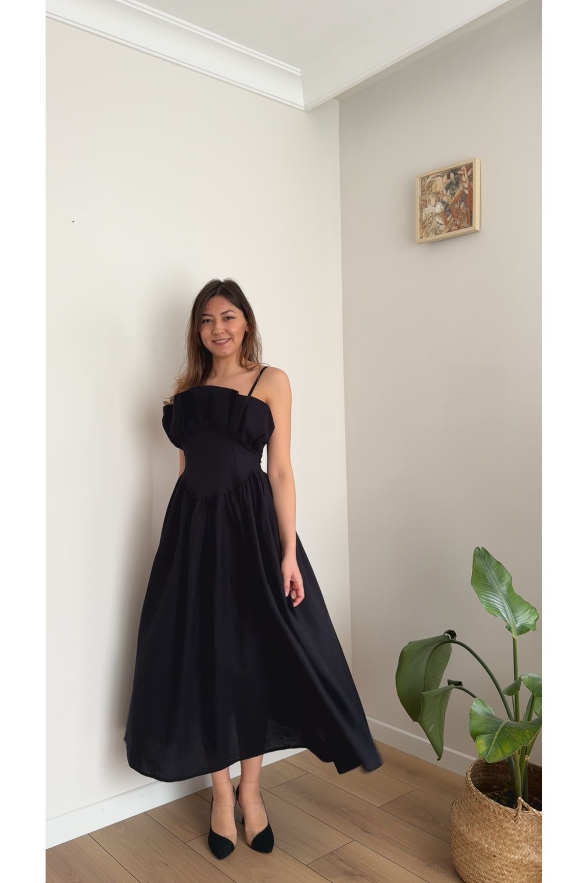 TUSİVA STORE Prenses Keten Elbise
