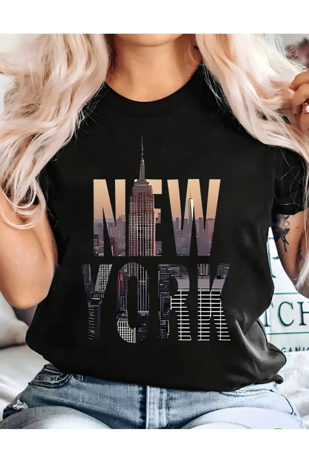 TekTarzz Unisex NEW YORK Baskı Tasarımlı Tshirt