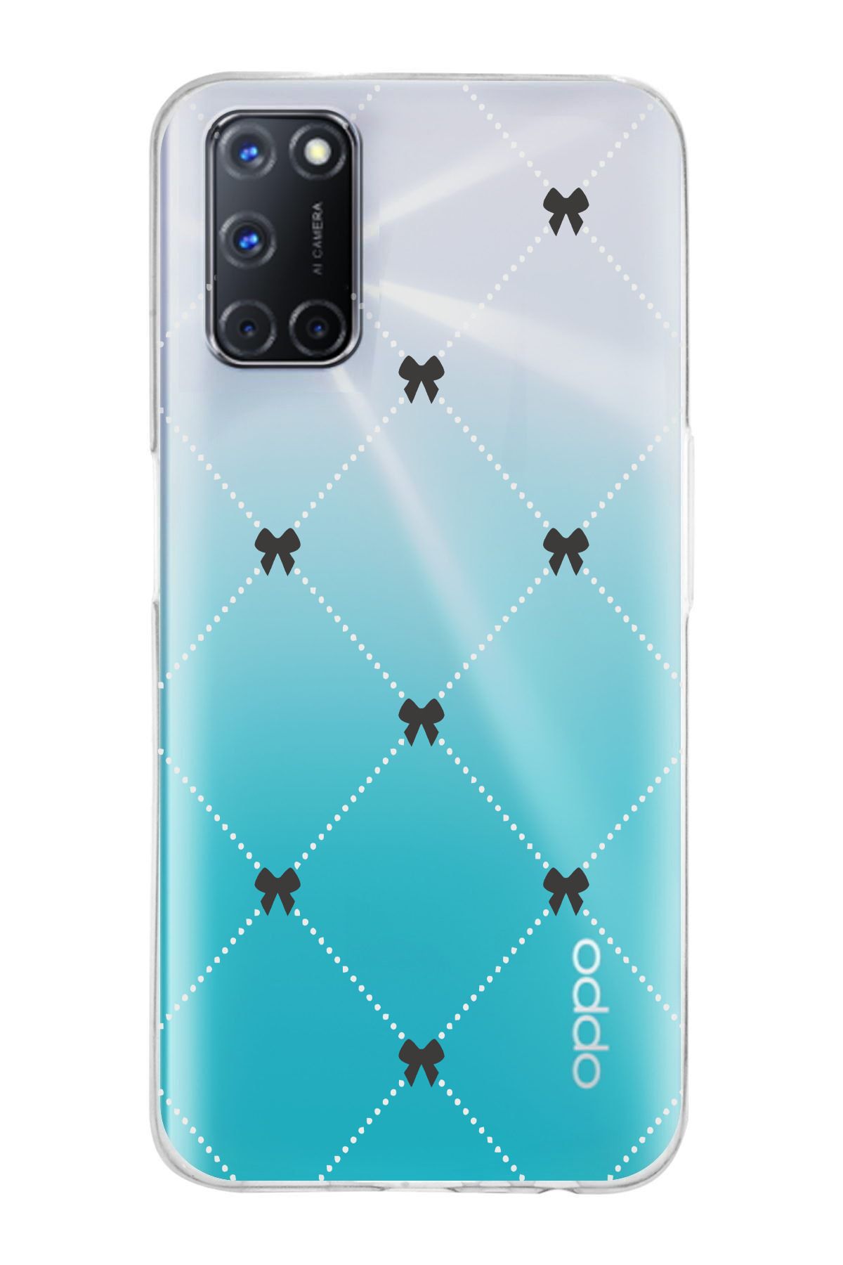 moonset Oppo A52 / A72 / A92 Uyumlu Kurdeleler Tasarımlı Baskılı Şeffaf Telefon Kılıfı