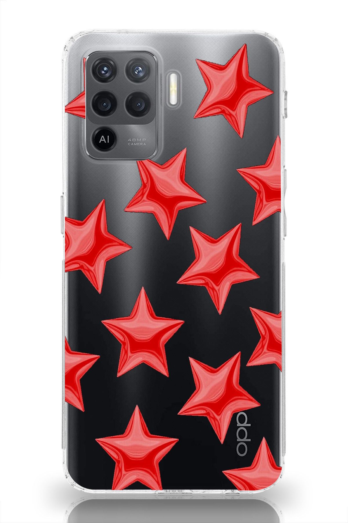 moonset Oppo Reno 5 Lite Uyumlu Yıldızlar Tasarımlı Baskılı Şeffaf Telefon Kılıfı