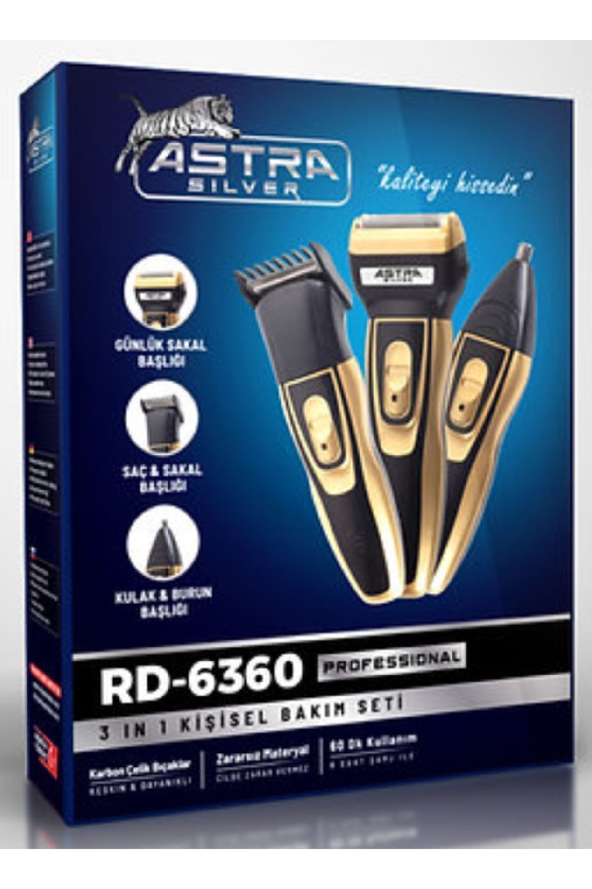 teknotrust Astra Profesyonel Multi Foksiyonel Üç Başlıklı Tıraş Makinesi Bakım Seti 3 In1 Altın-gold 1 Adet
