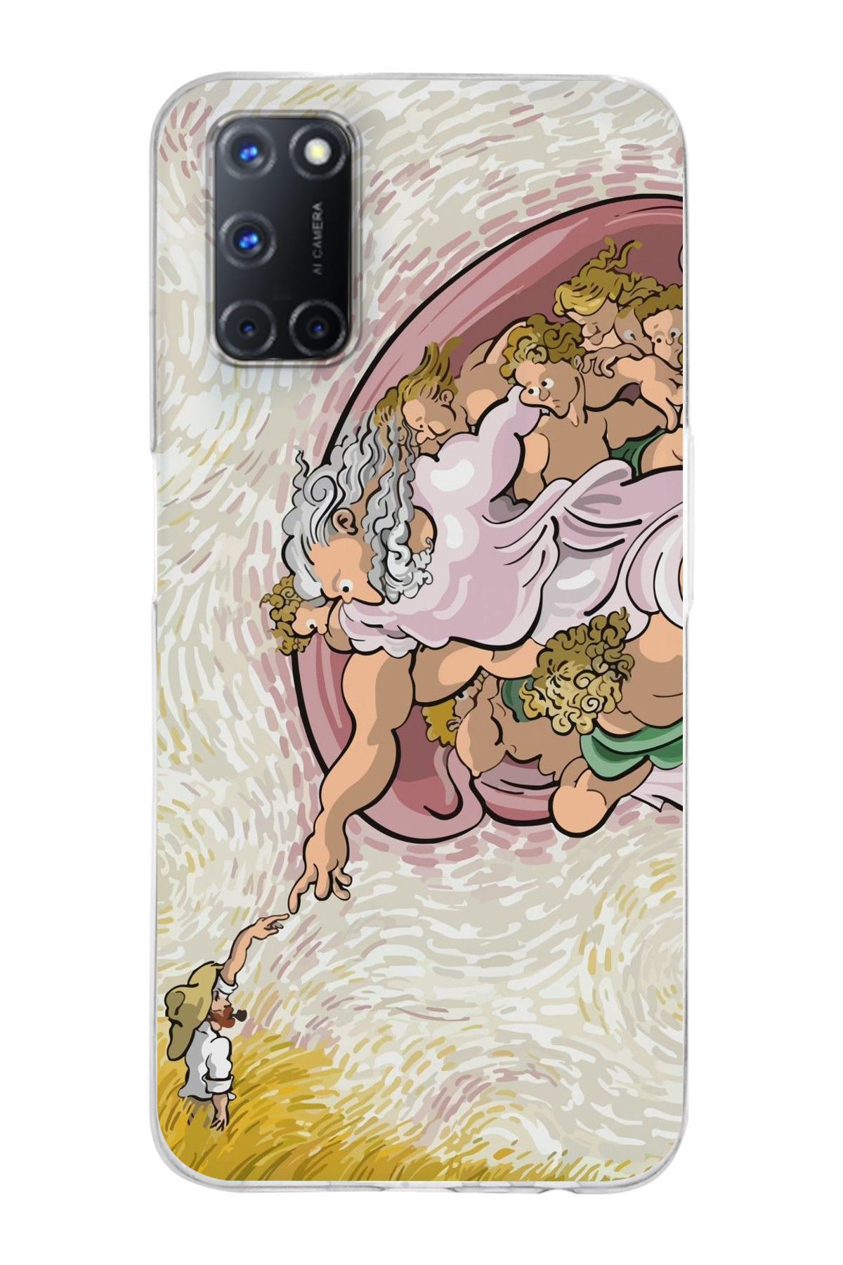 moonset Oppo A52 / A72 / A92 Uyumlu Van Gogh Tasarımlı Baskılı Şeffaf Telefon Kılıfı