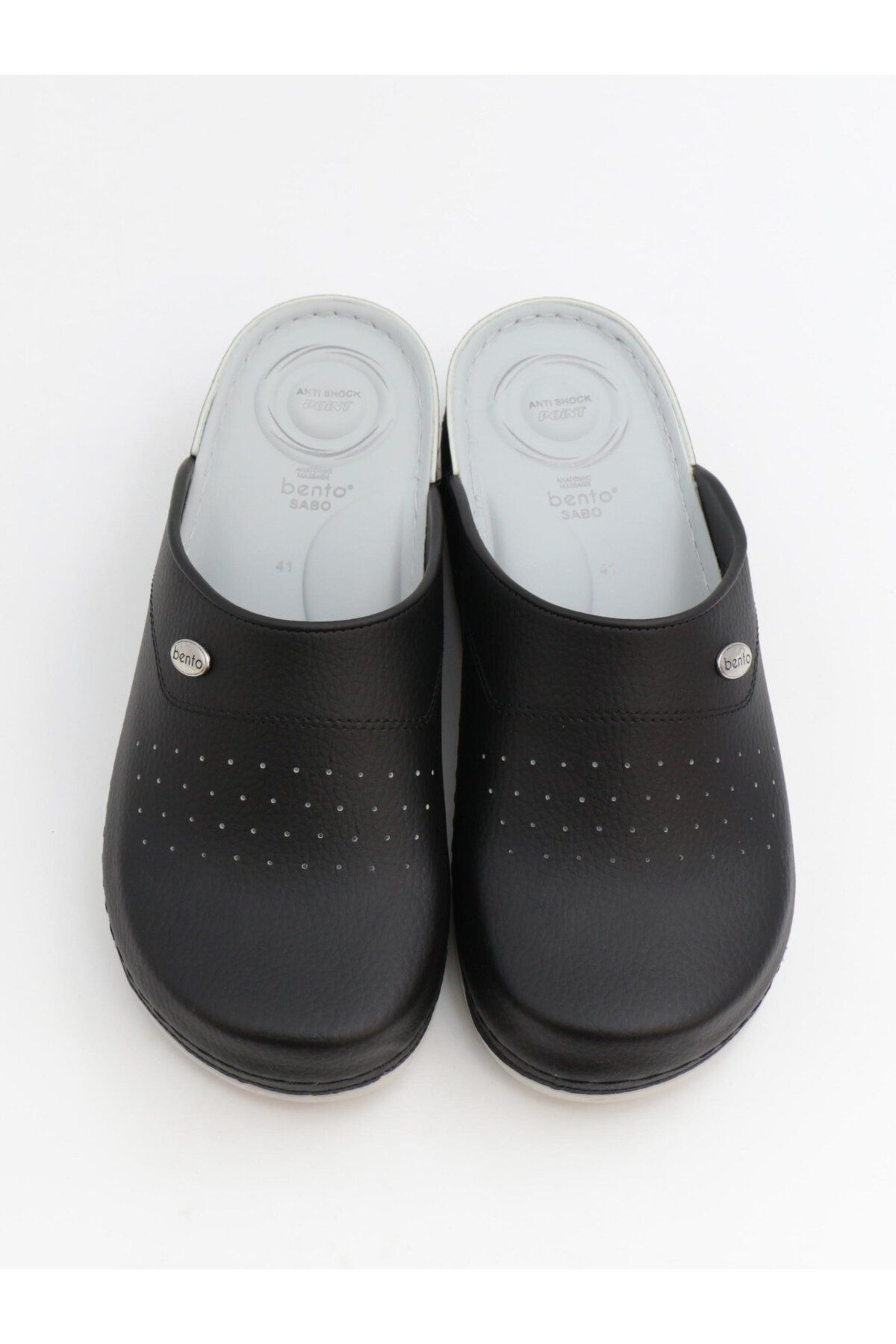 BENTO-52003 Black Anatomical Closed-Front Men's Sabo Slippers 4
