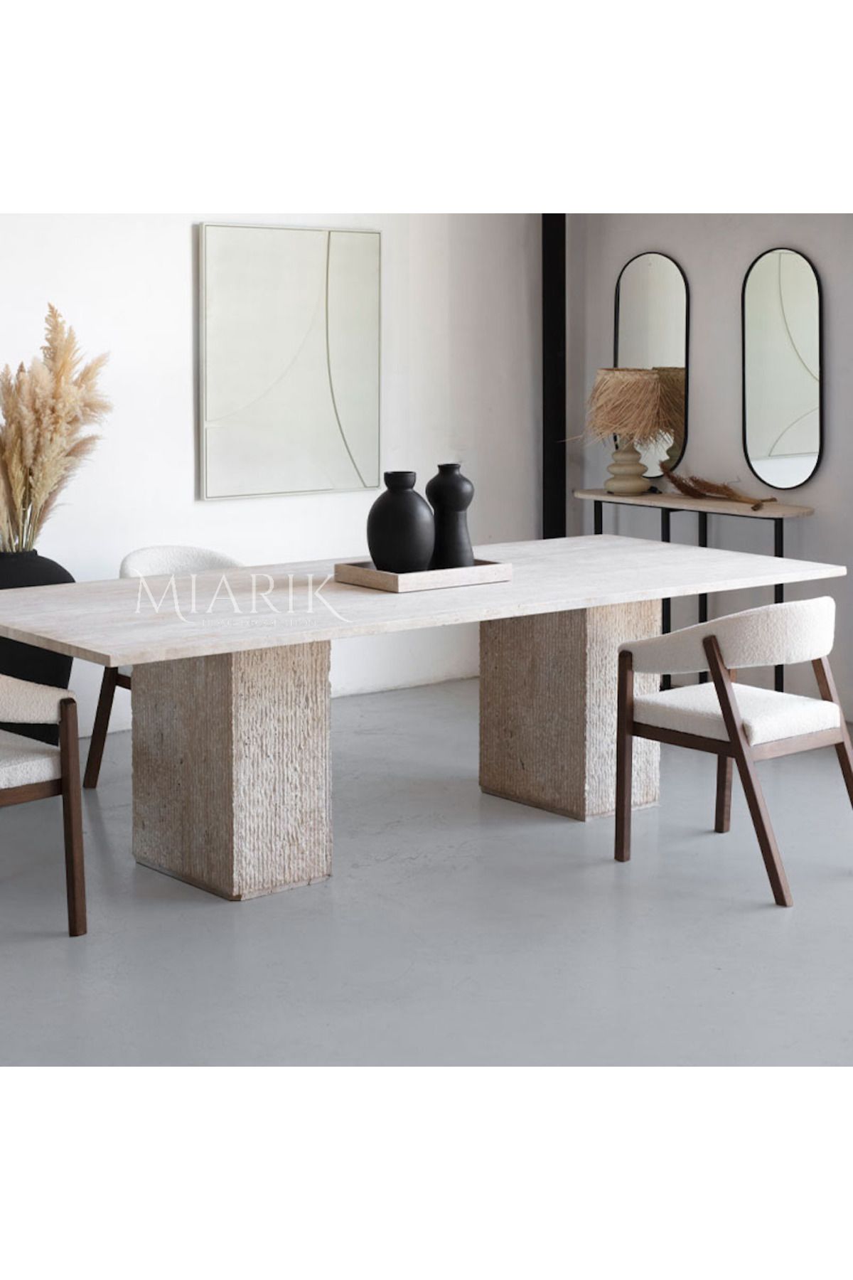 MIARIK DESIGN Seth - Traverten Patlatma Yemek Masasi