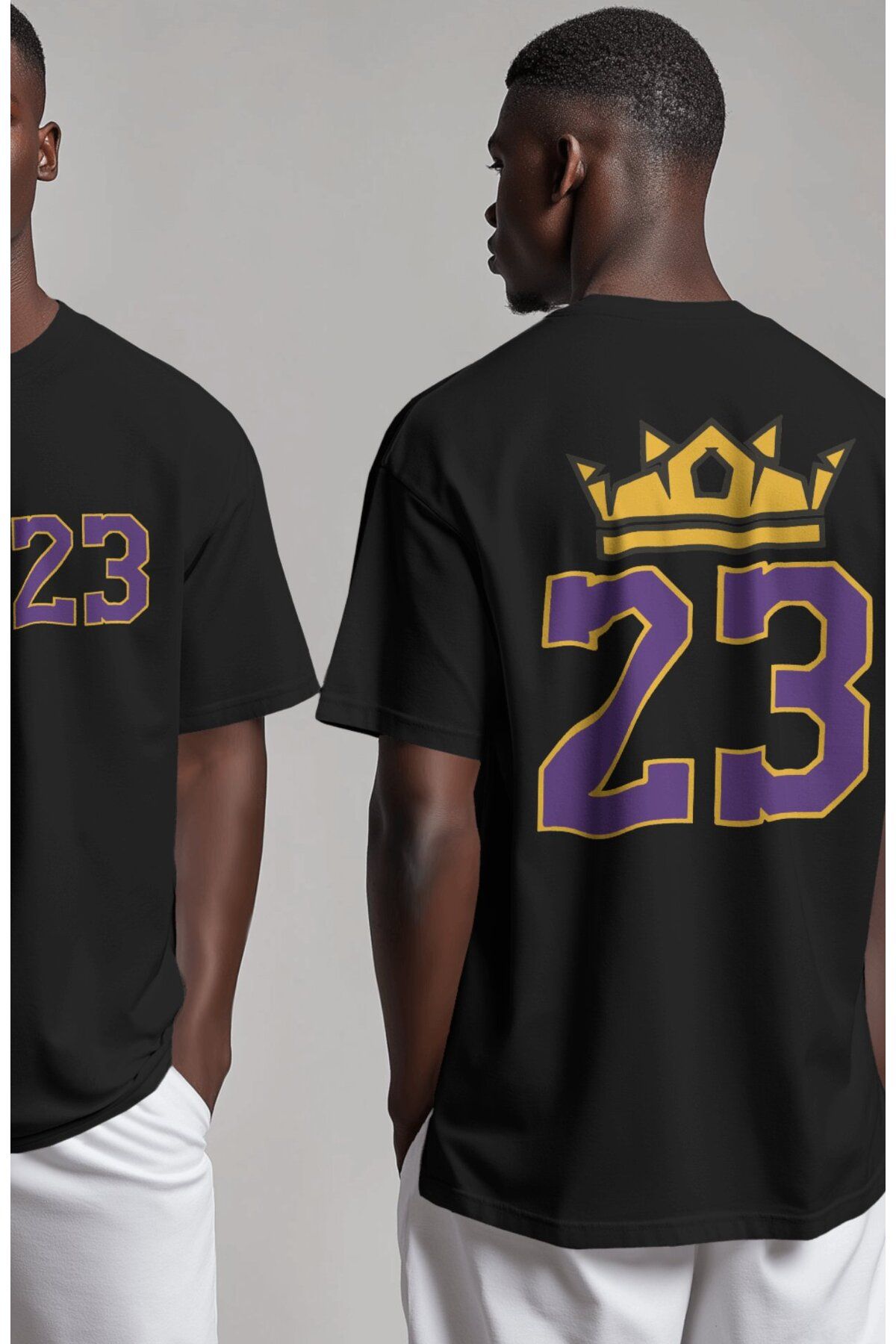 Fuddy Moda Unisex King 23 Le Bron James Sırt Baskılı Tişört, Oversize Basketbol Temalı T-Shirt