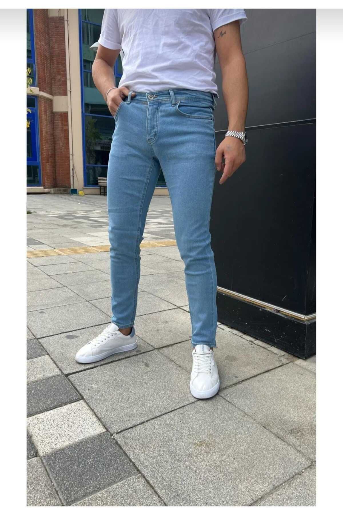 KDY Erkek Düz Klasik Rahat Kesim Regular Fit Likralı Kot Jeans
