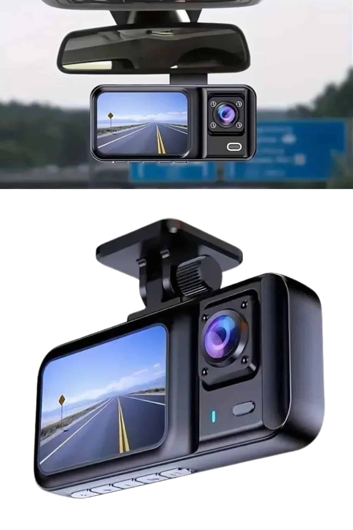 Genel Markalar 1080p Sürüş Kaydedici 2 İnç Araç Araba Ön İç Arka DVR IPS Ekran