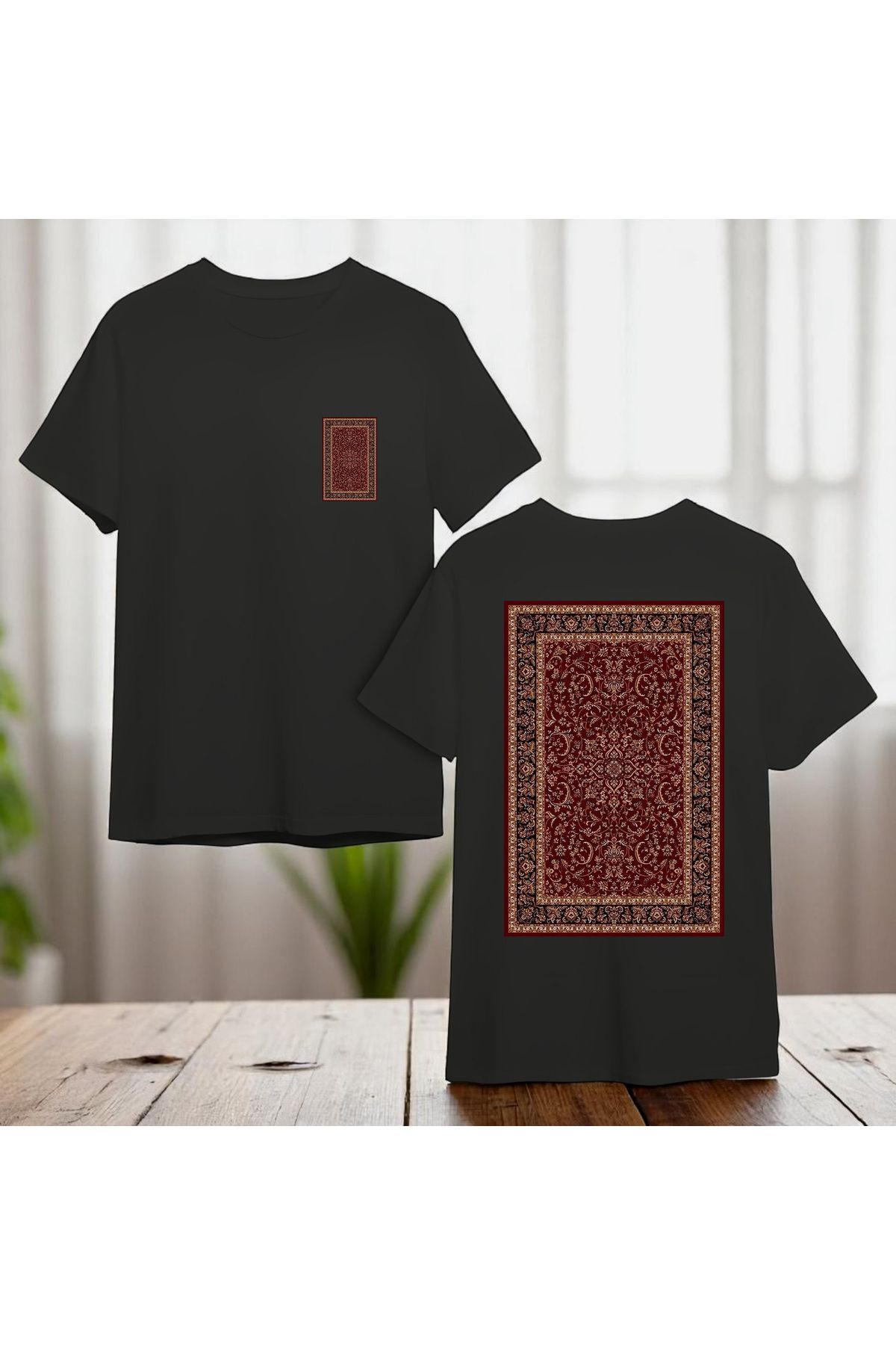 PRİNT ON "Baskılı Tişört Unisex %100 Pamuk Otantik Desen Etnik Desen Rahat Kalıp