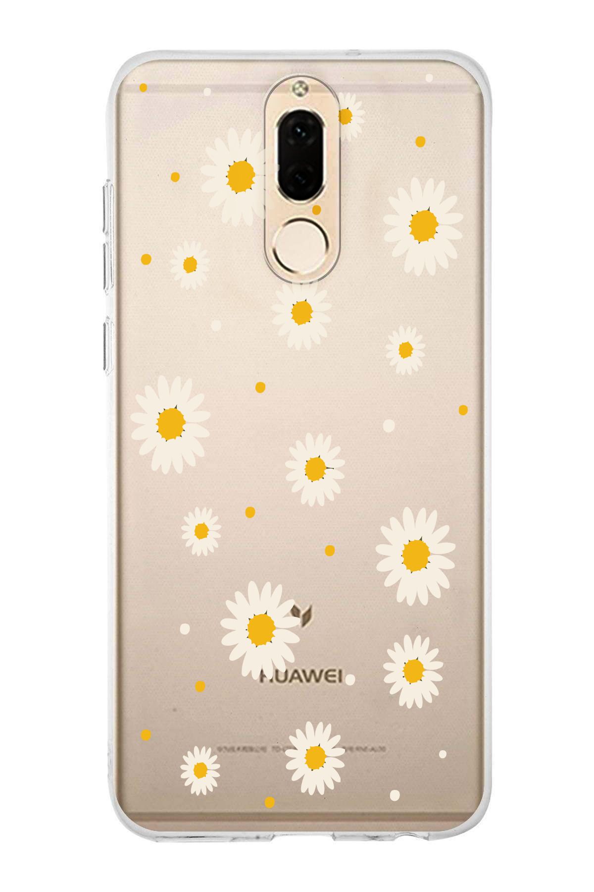 moonset Huawei Mate 10 Lite Uyumlu Papatya Tasarımlı Baskılı Şeffaf Telefon Kılıfı