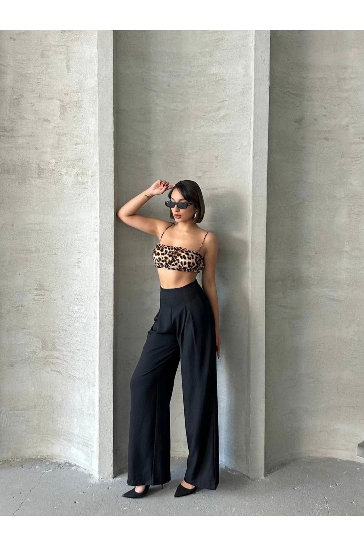 MODA Pileli keten pantolon s255046