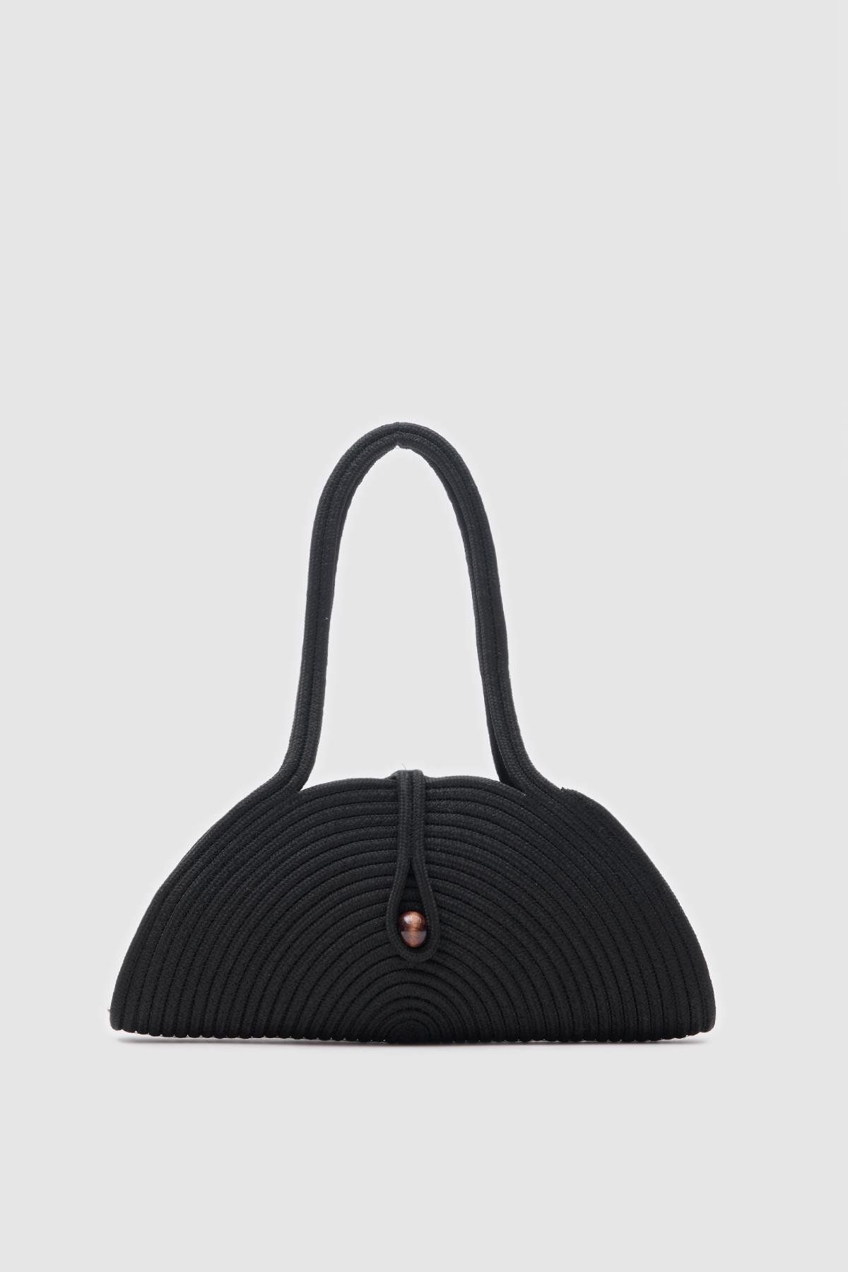 BagFlower Palmie Düğmeli Handmade Hasır Omuz Çantası