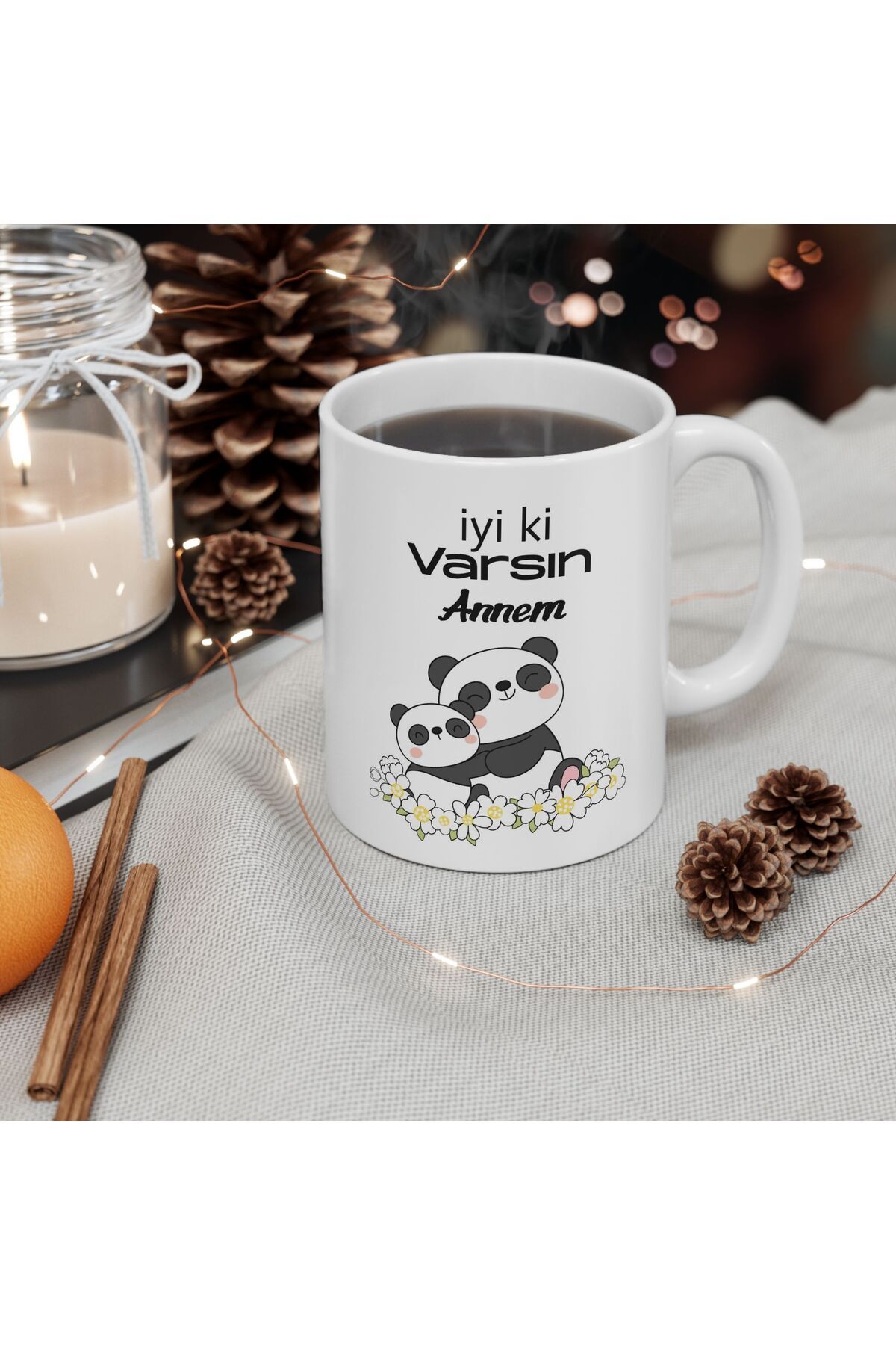 BASKIBAZAR Since 2020 Anne ve Yavru PANDA Anneler günü İyi ki varsın Doğum Günü Hediyesi - Hediye Porselen Kupa Bardak