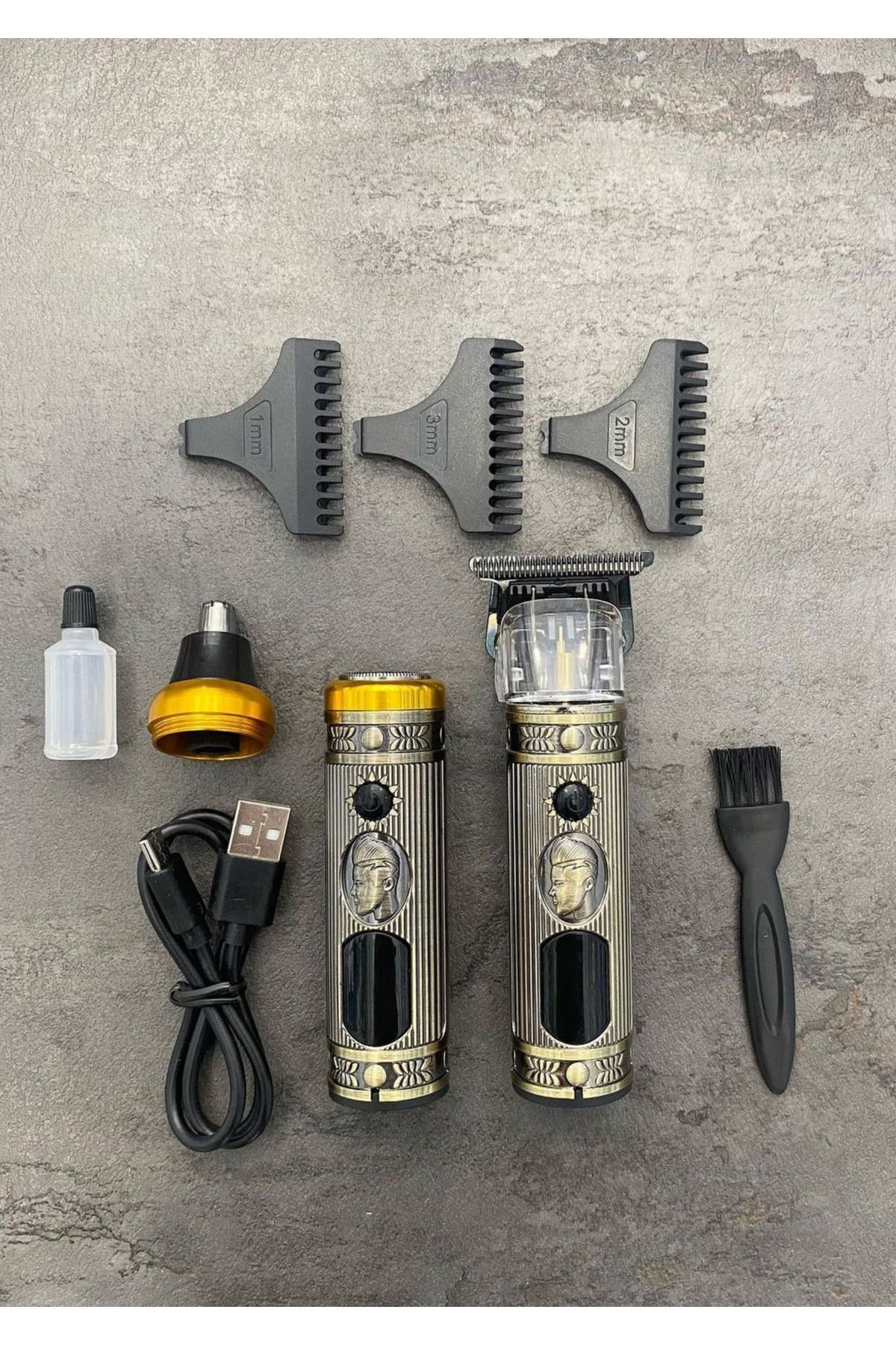 teknotrust Gold Turbo 3'lü Set Dijital Sakal Kesme Traş Makinesi Burun Kılı Alma 3 in1 Pro Model Erkek Bakım