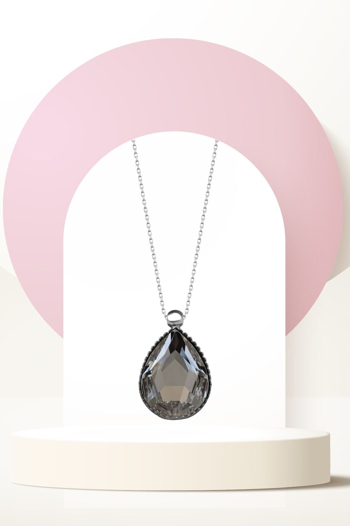 Swarovski Zirconia Crystal Taşlı Damla Kolye Kadın Romantik Aksesuar