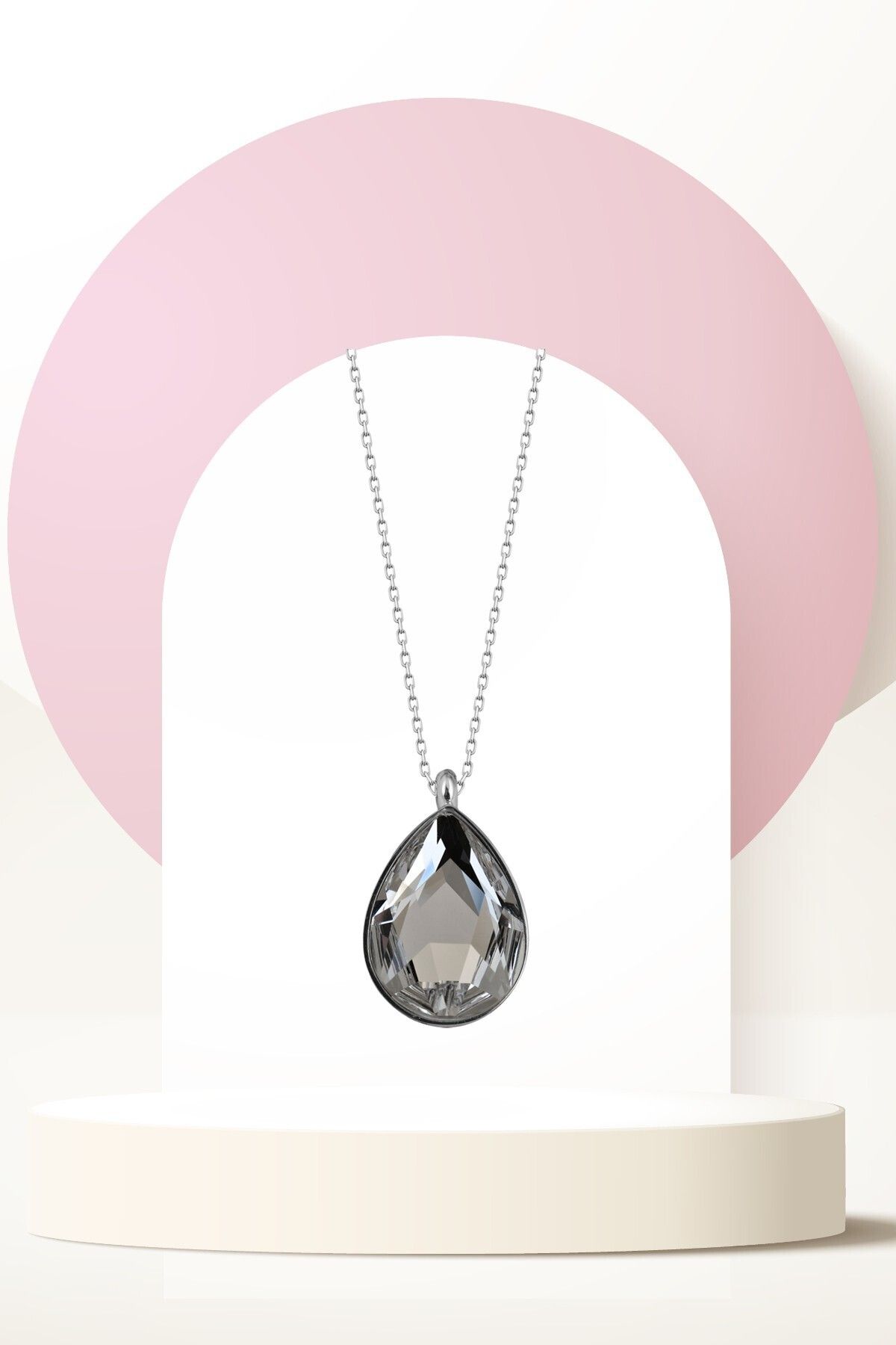 Swarovski Zirconia Crystal Taşlı Damla Döküm Kolye Kadın Modern Stil