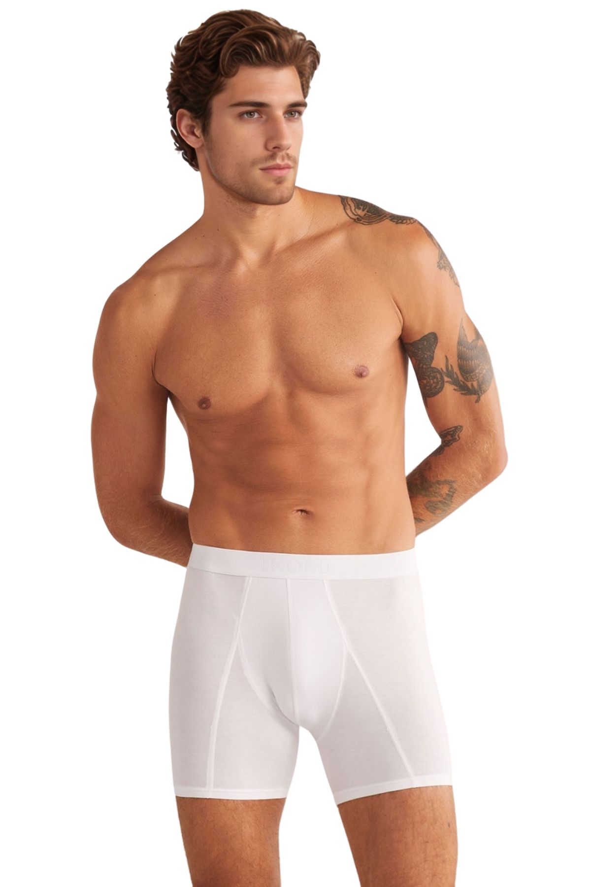 Kom Erkek Modal Lastikli Esnek Bel Dar Paça 3'lü Boxer
