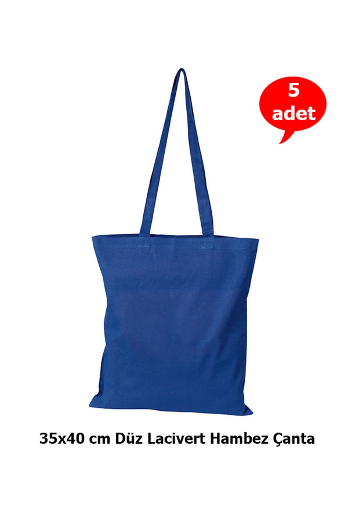 İpek Saraciye Baskısız Lacivert Hambez Çanta Punch Bez Çanta Boyanabilir Bez Çanta 35x40 Cm %100 Doğal 5 Adet