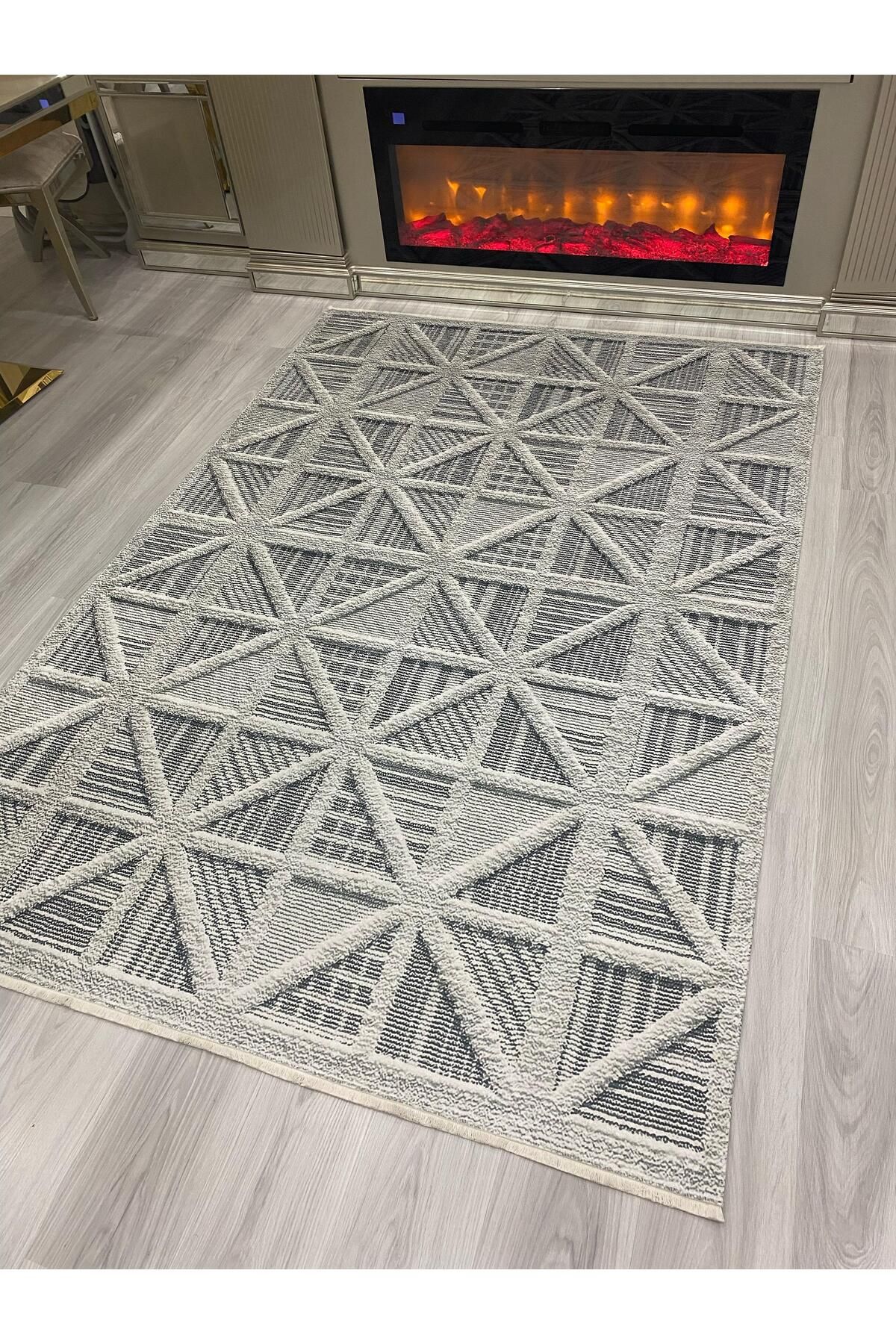 ALLGELSİN Yıkanabilir Kaymaz Taban Salon ve Oturma odası Halısı Yeni Sezon Dijital Baskı Halı İnce Halı