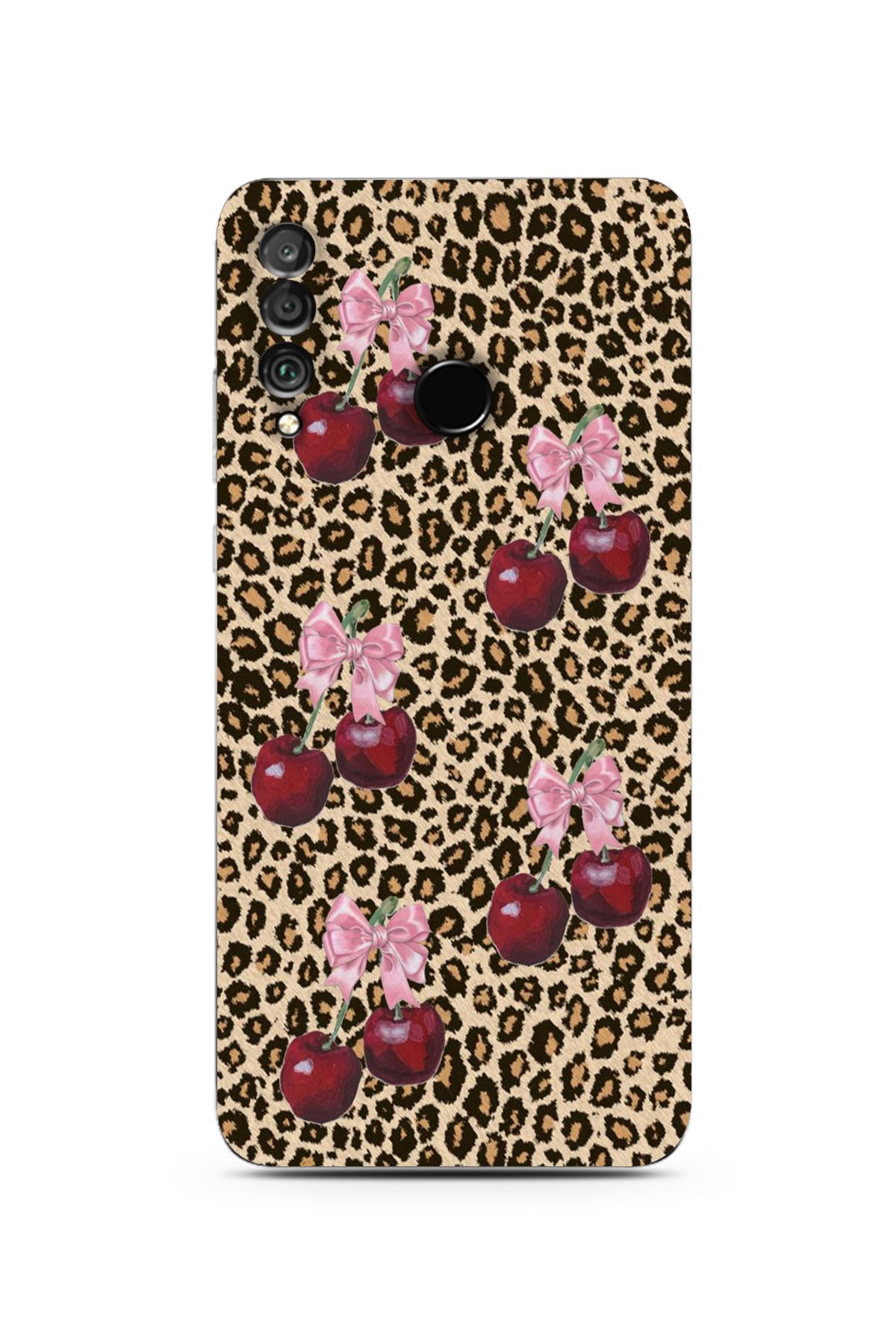 moonset Huawei P30 Lite Uyumlu Leopar ve Fiyonk Tasarımlı Baskılı Şeffaf Telefon Kılıfı