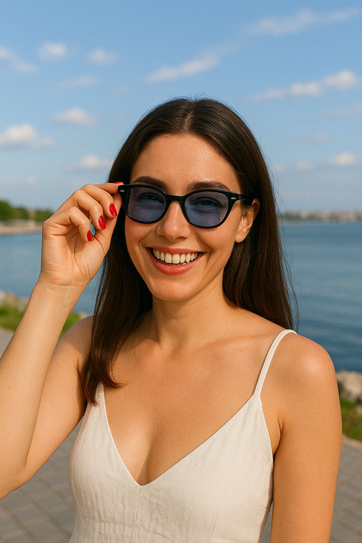 wesscollection Mavi Lensli Klasik Siyah Çerçeveli Güneş Gözlüğü UV Korumalı
