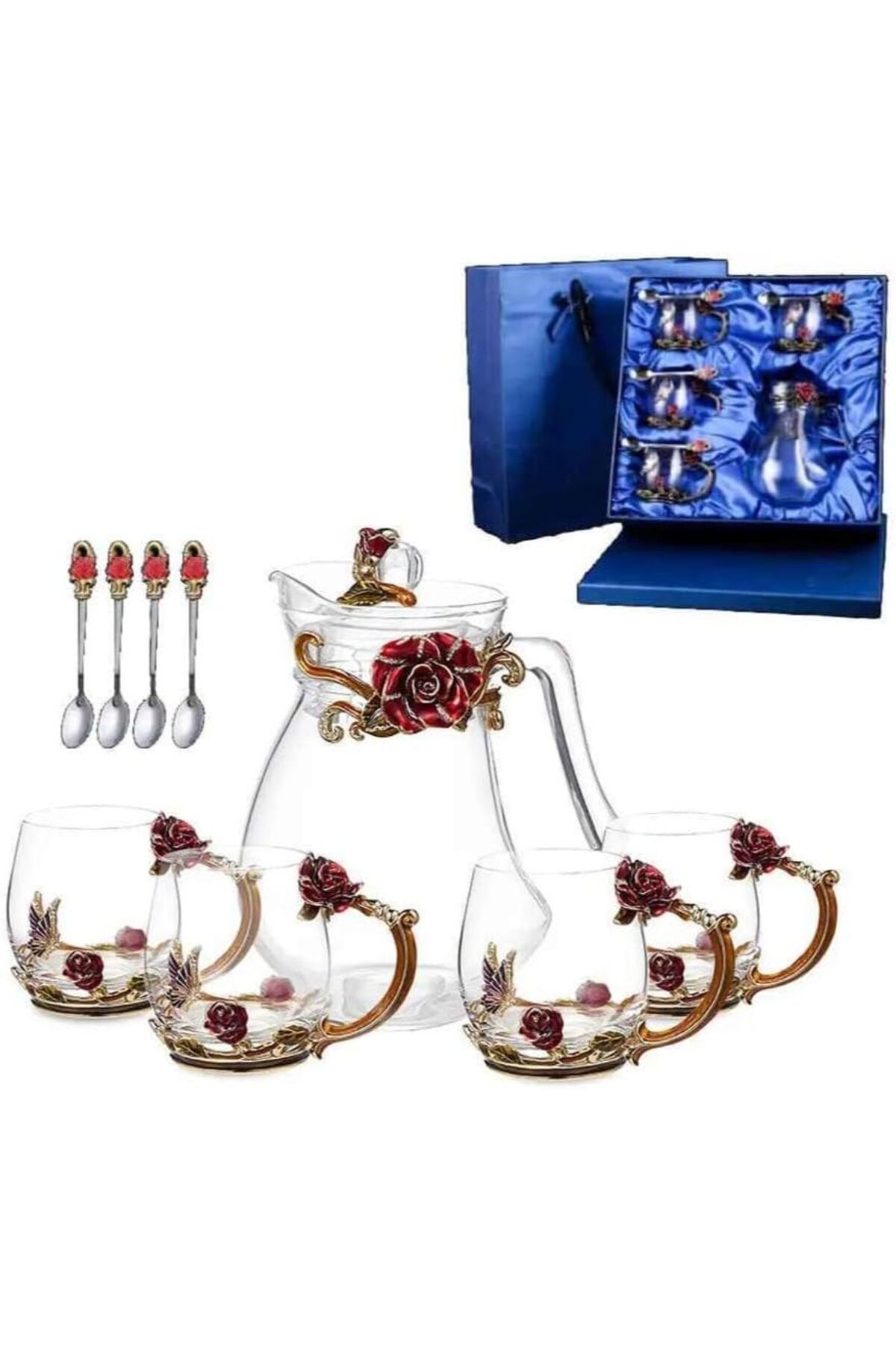 jeneric Kapaklı Cam Sürahi – 4'lü Set |