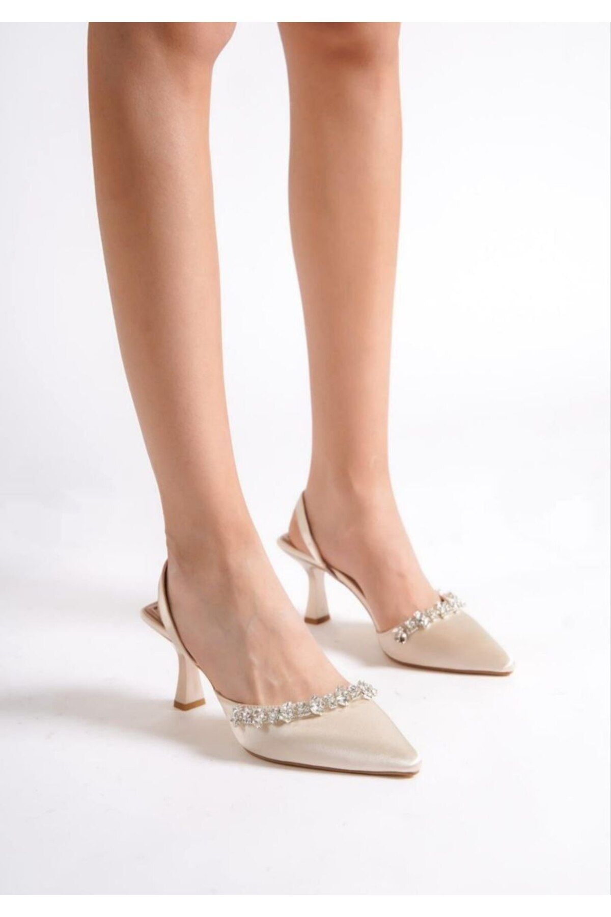 THULIA Kadın Taşlı stiletto Ayakkabı GÜMÜŞ