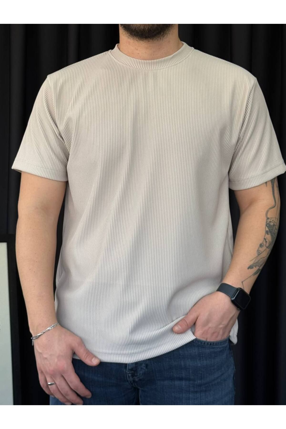 VOGUEMET ✅ Bisiklet Yaka Ottoman T-shirt – Hafif Doku, Rahat Kullanım
