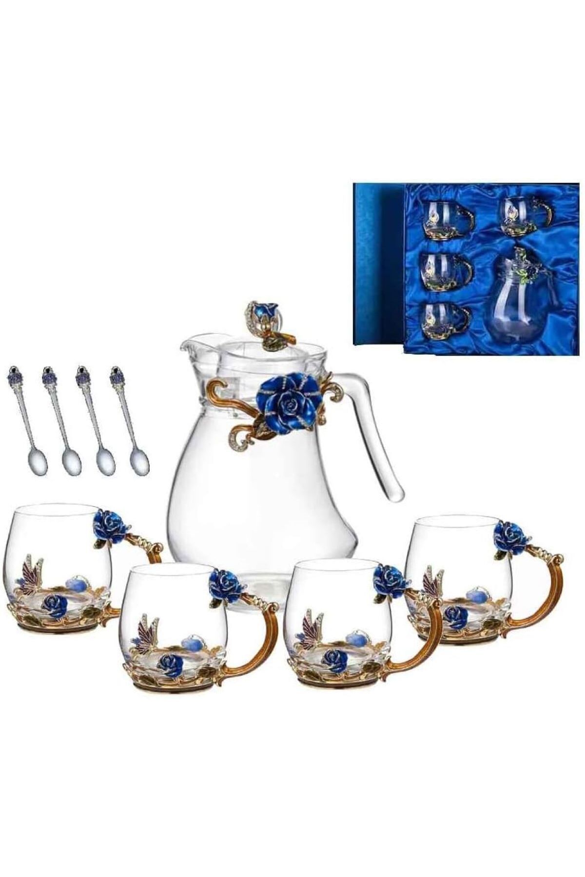jeneric Kapaklı Cam Sürahi – 4'lü Set |