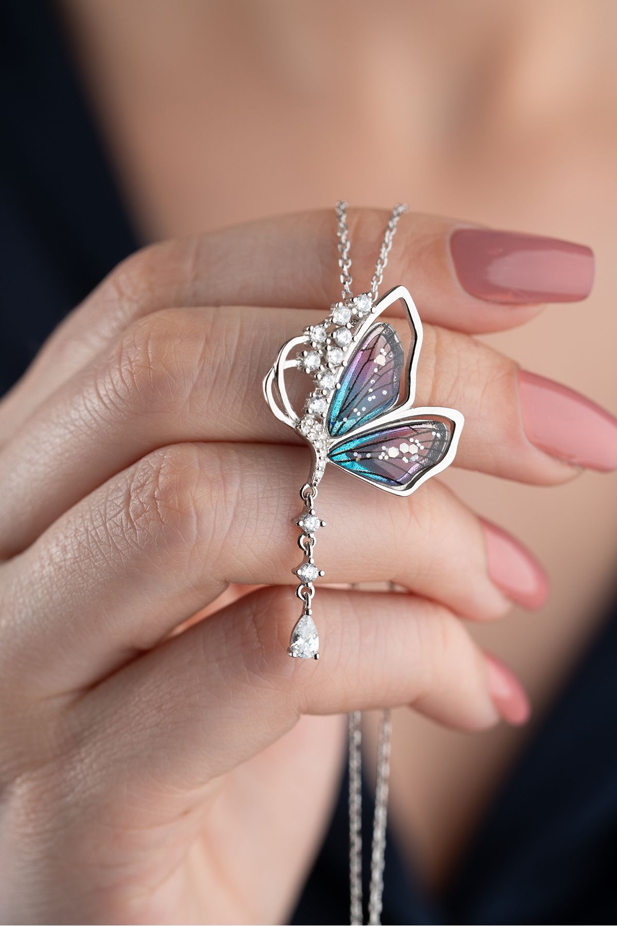 Silvano Jewelry 925 Ayar Gümüş Kelebek Kolye