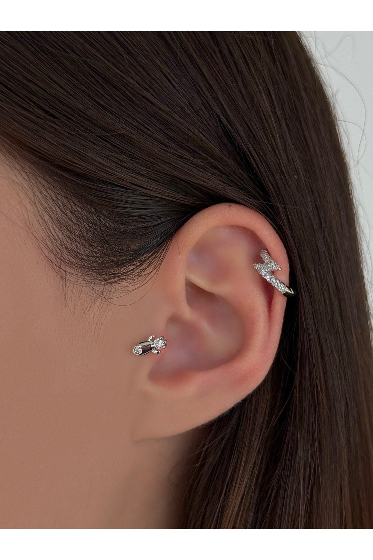 H&B Design Cerrahi Çelik Silver Roket Detaylı Piercing