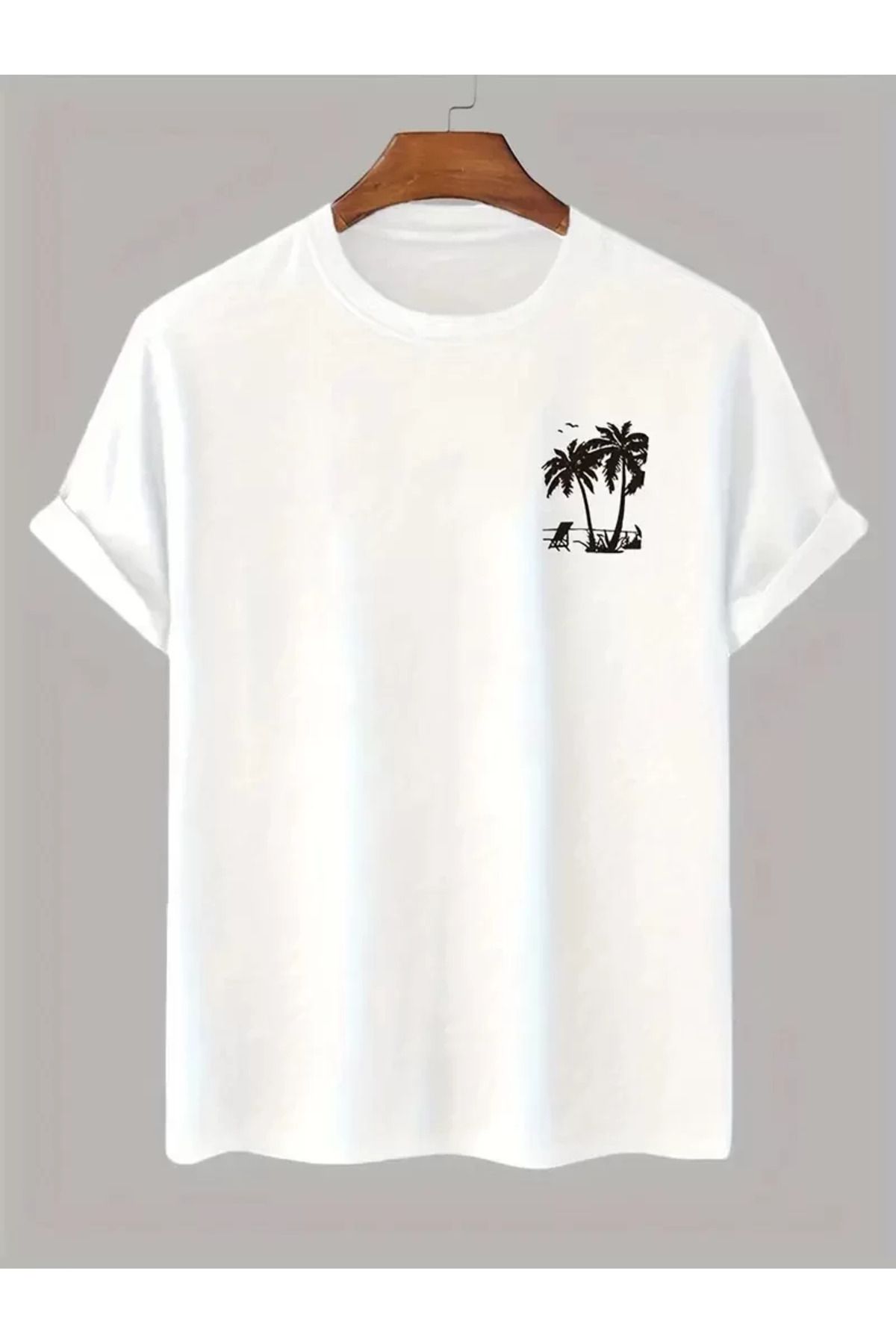 REKA MODA Baskılı Oversize Bisiklet Yaka T-shirt - Beyaz