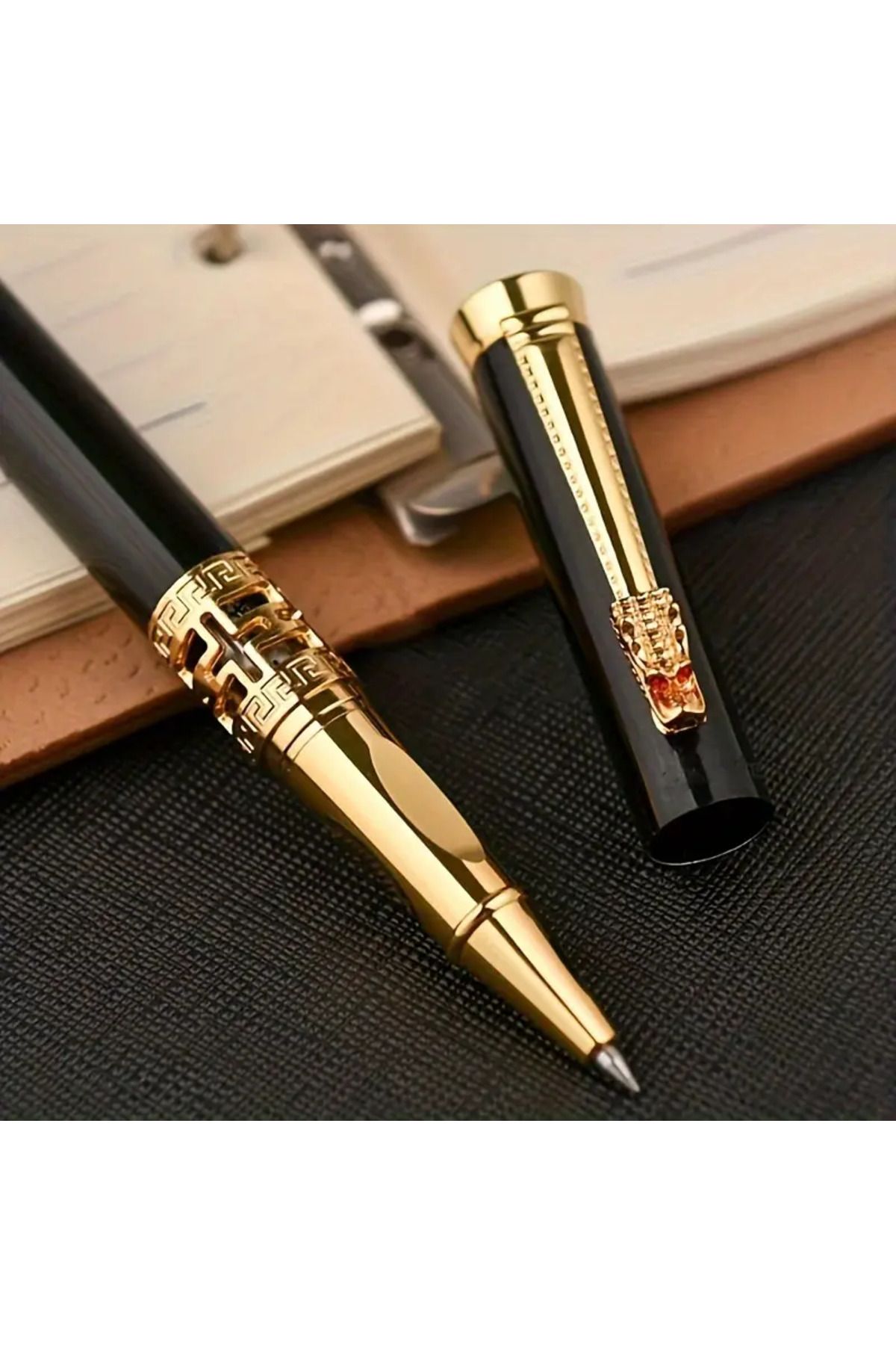 Art Tone Vintage Ejderha Kafası Tükenmez Metal Kalemi Kaligrafi Erkek İmza Yazısı için Oymalı Hazine