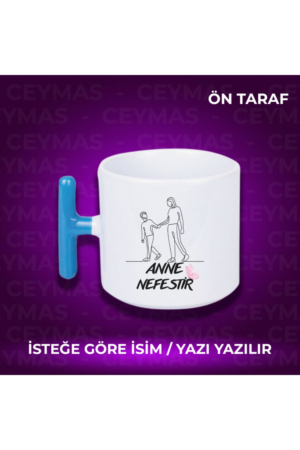 Ceymas Hediyelik Annelere Özel İsimli Anneler Günü Hediyelik Renkli Kupa Bardak
