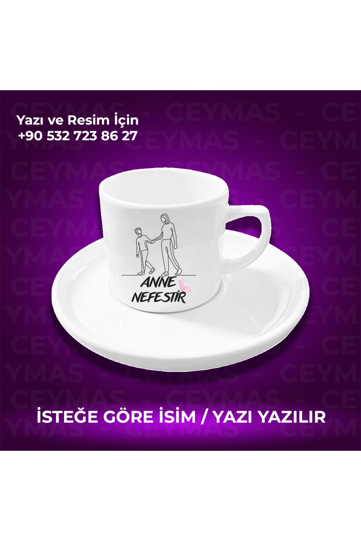 Ceymas Hediyelik Annelere Özel İsimli Anneler Günü Hediyelik Renkli Kupa Bardak