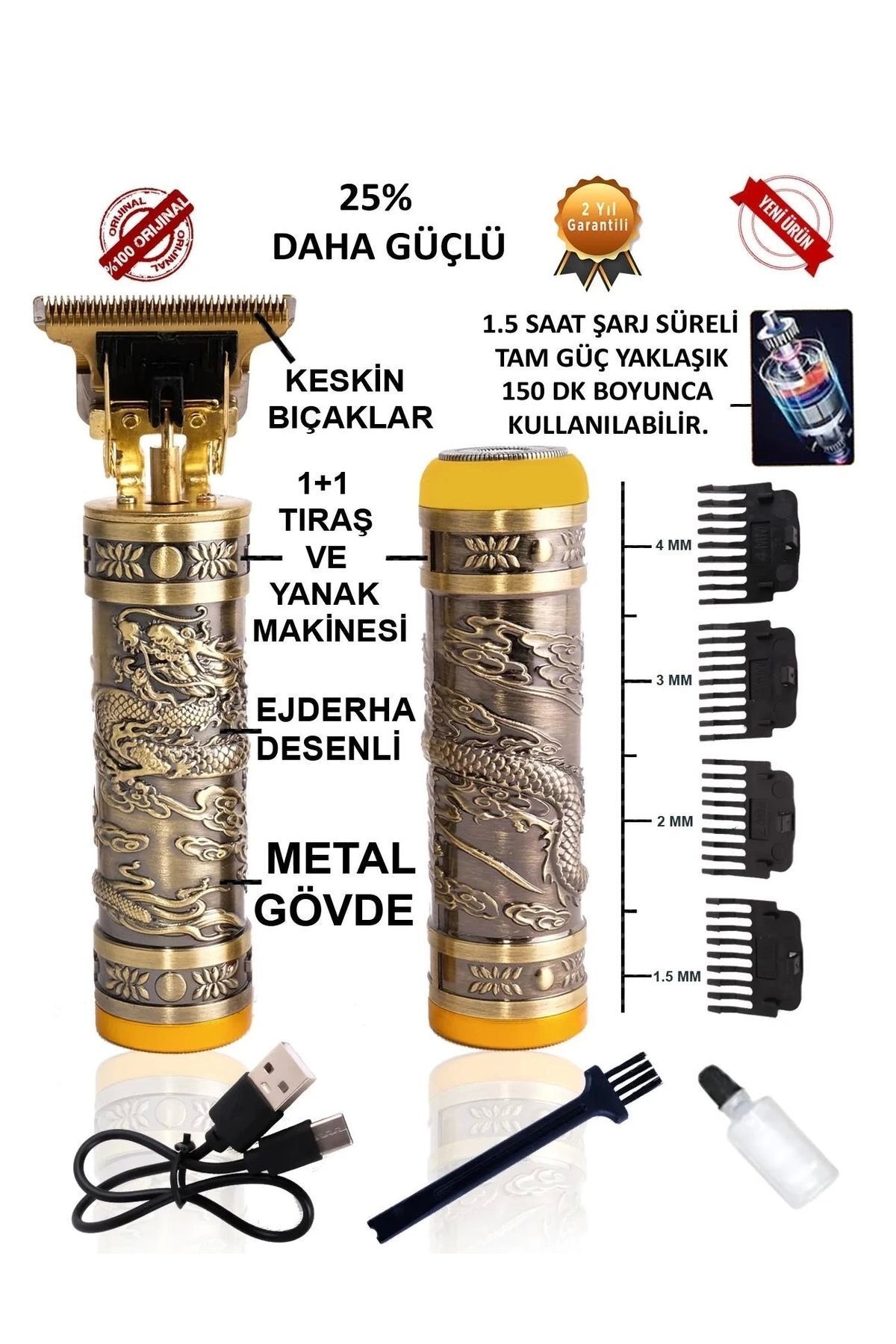 teknotrust Kp-2074 2 İn 1 Profosyonel Suya Dayanaklı Ense Ve Yanak Makinası