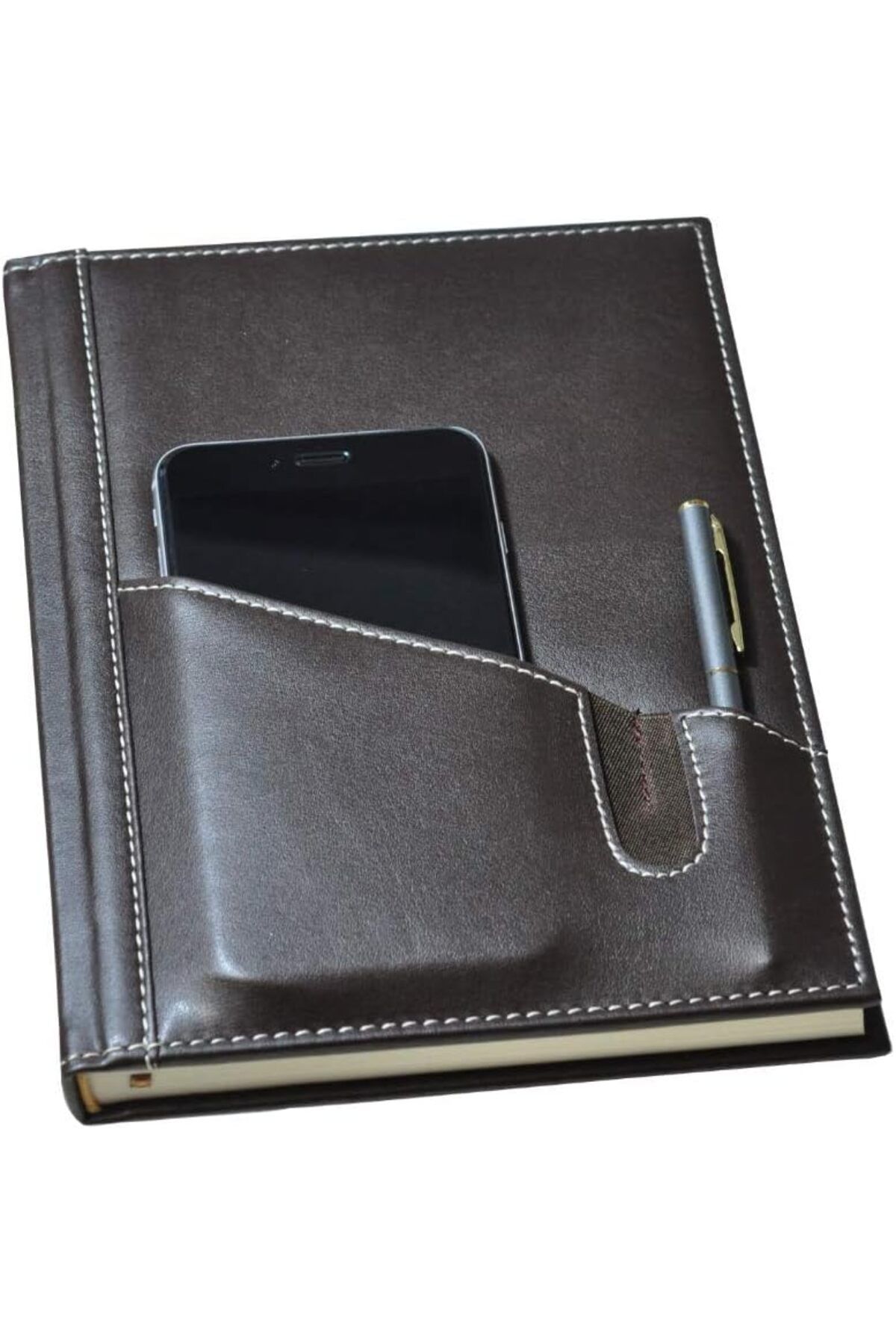 STOREMAX srhtDS 5464 Ajanda/Defter Tarihsiz 17x24 Çizgili 160 Yaprak Ivory Kağıt Telefon Kılıflı, Kahve