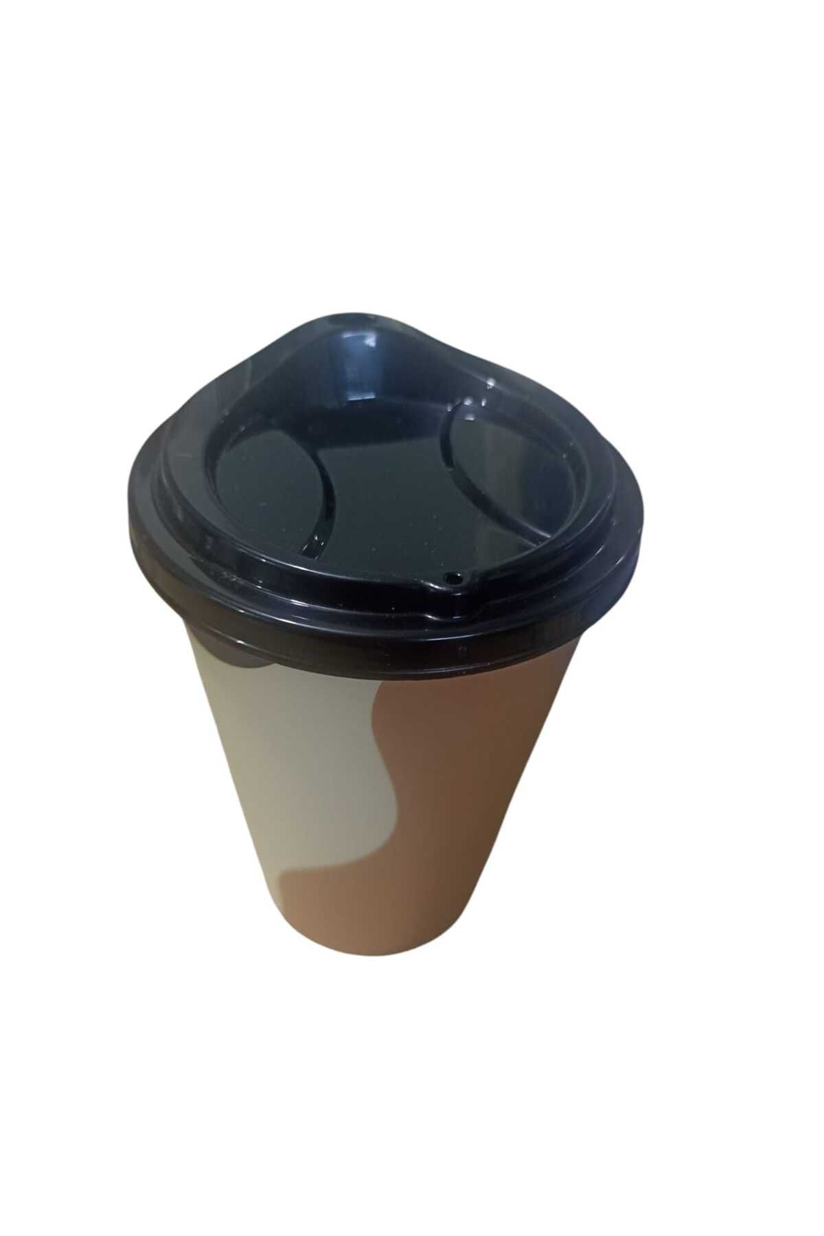EsareModa Plastik Kilit Kapaklı Kahve ve Sıvı İçeçek Bardağı 500 ml