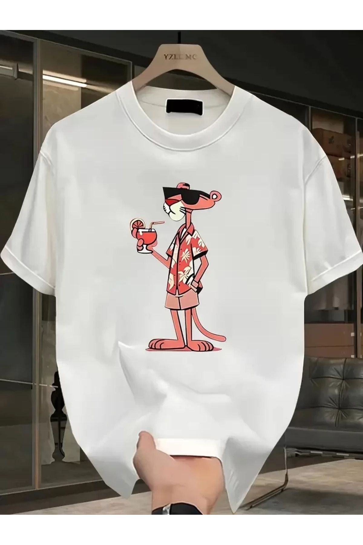 REKA MODA Baskılı Oversize Bisiklet Yaka T-shirt - Beyaz