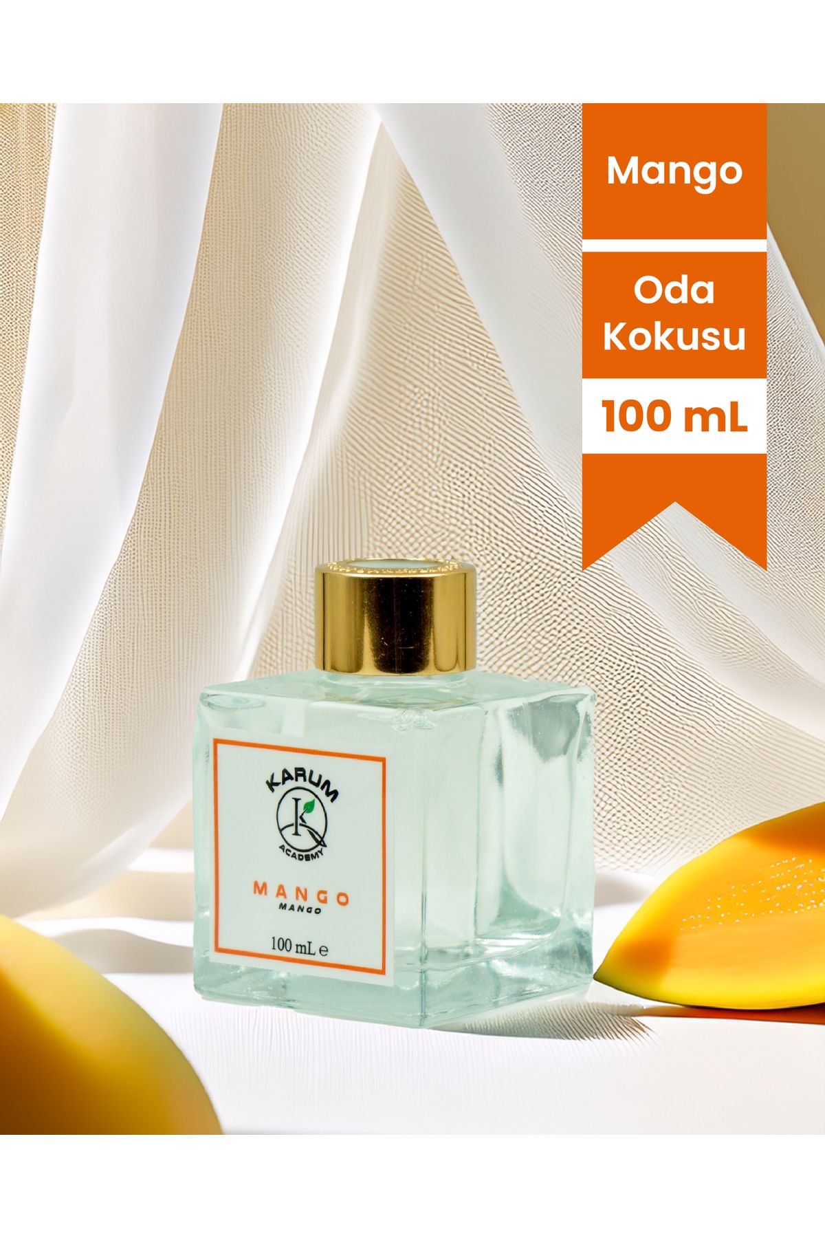 karum academy Mango (Egzotik ve Canlandırıcı Meyve Aroması) Çubuklu Kare Oda Kokusu 100ml