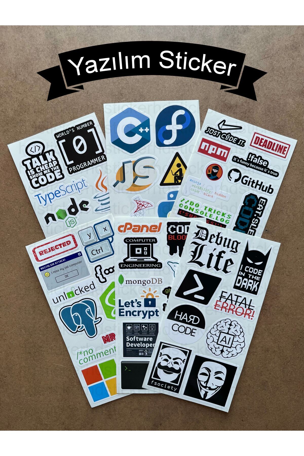 hdsticker 59 Adet Yazılım & Yazılımcı Software Developer Laptop Notebook Tablet Etiket Sticker Set P56