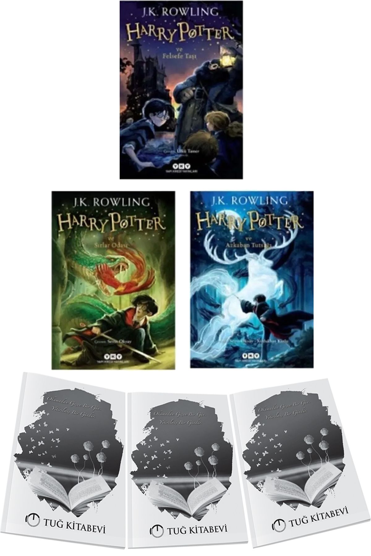 Yapı Kredi Yayınları Harry Potter Serisi 1. 2. 3. Kitaplar - Felsefe Taşı - Sırlar Odası - Azkaban Tutsağı