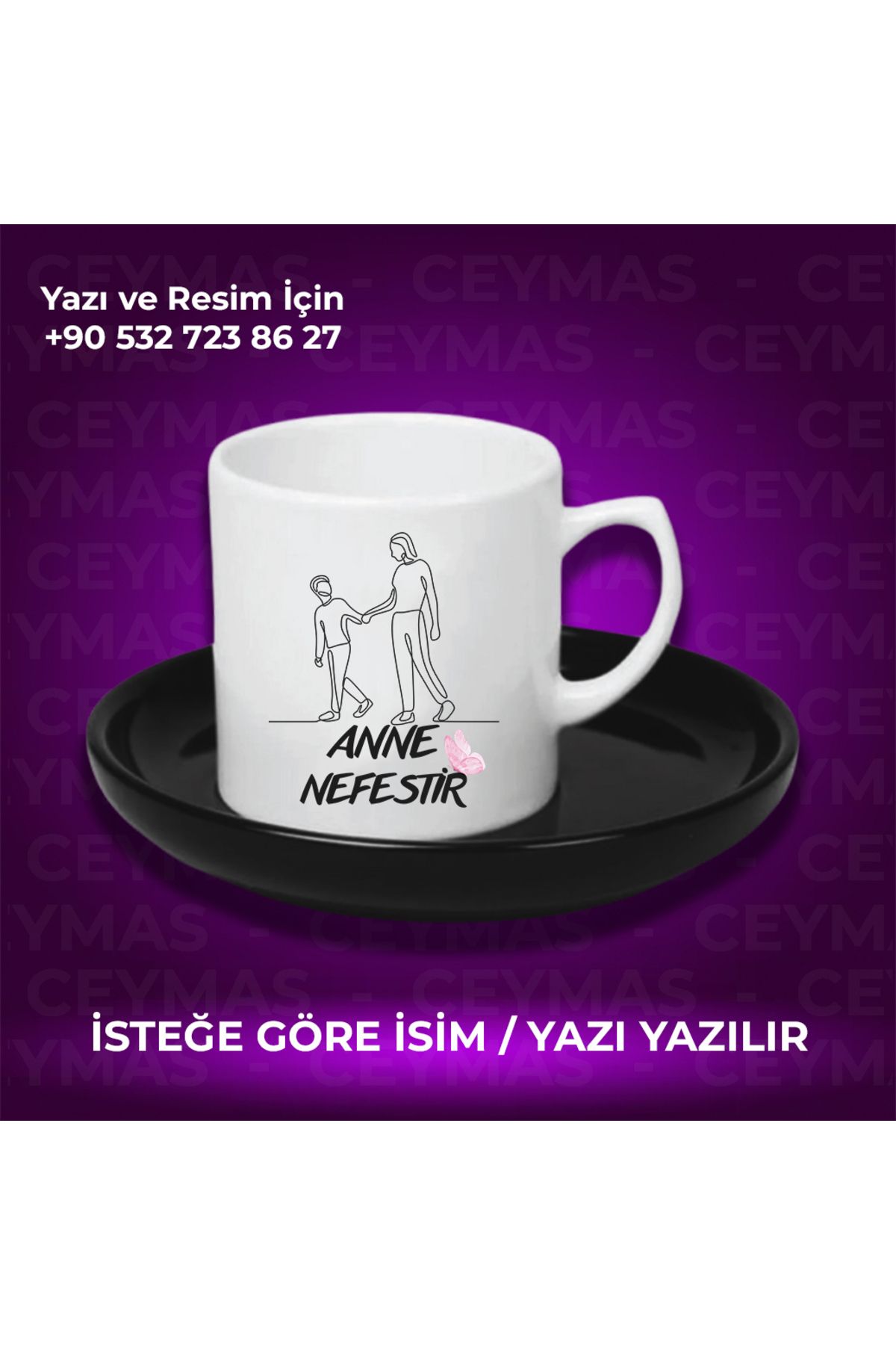Ceymas Hediyelik Annelere Özel İsimli Anneler Günü Hediyelik Renkli Kupa Bardak