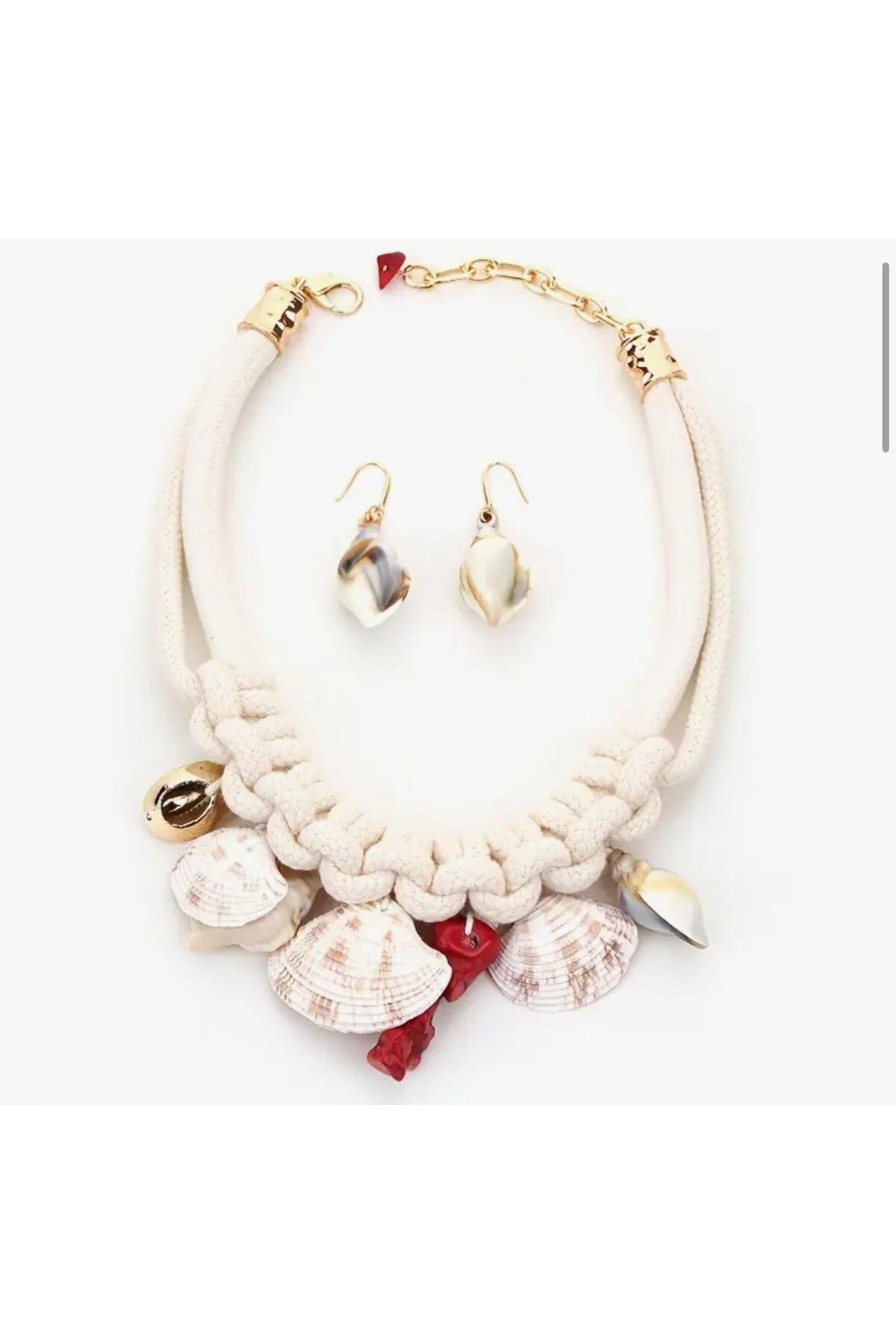 Venus Design Halat İp Charmlı Kolye-Küpe Set