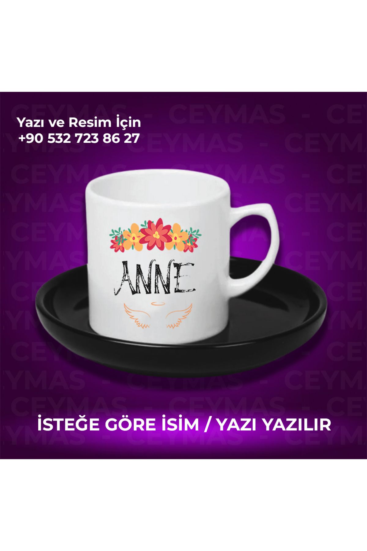 Ceymas Hediyelik Annelere Özel İsimli Anneler Günü Hediyelik Renkli Kupa Bardak