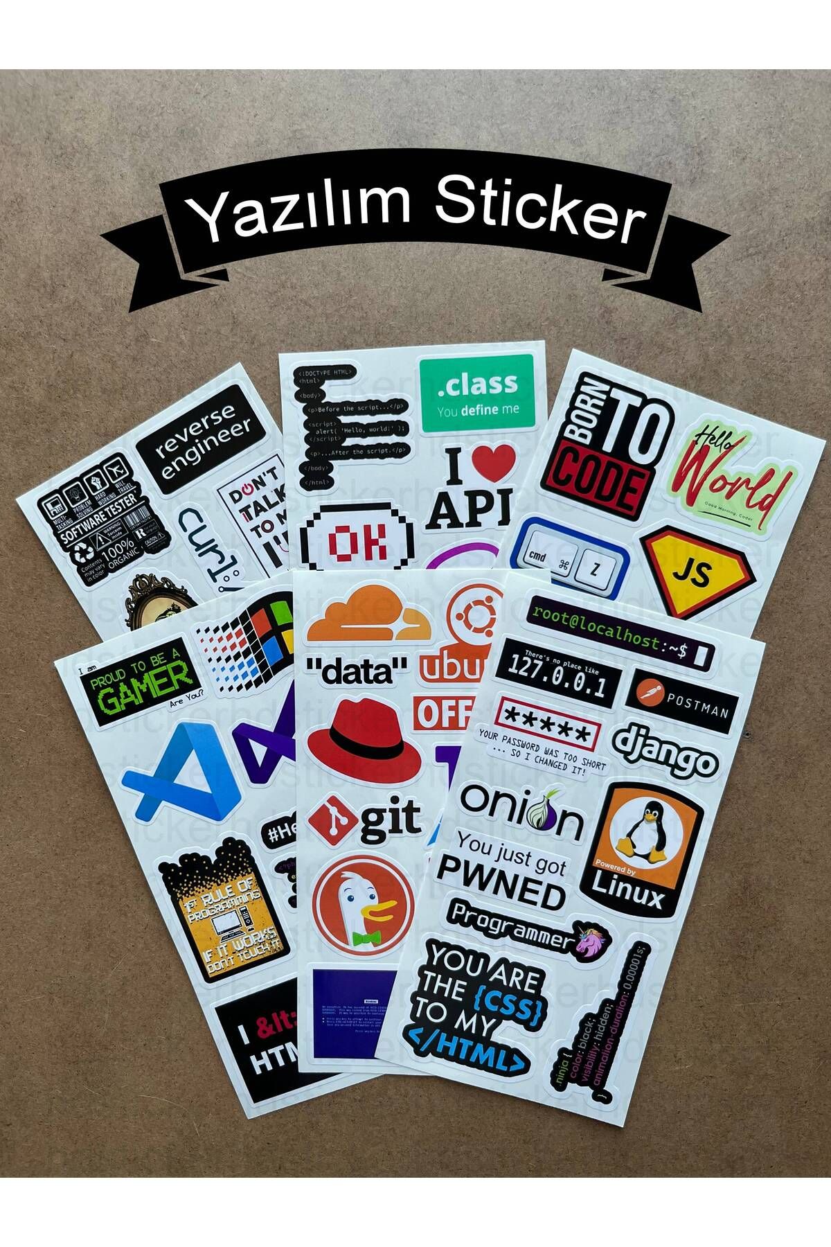 hdsticker 60 Adet Yazılım & Yazılımcı Software Developer Laptop Notebook Tablet Etiket Sticker Set P57