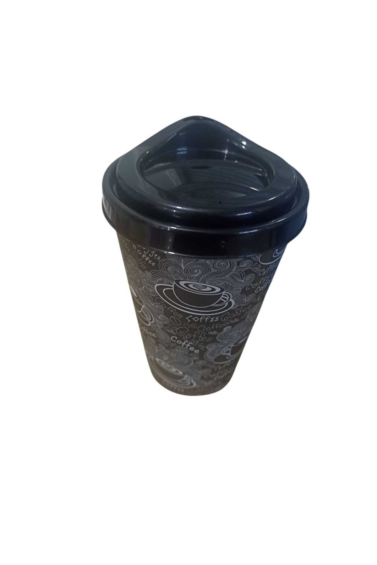 EsareModa Plastik Kilit Kapaklı Kahve ve Sıvı İçeçek Bardağı 500 ml