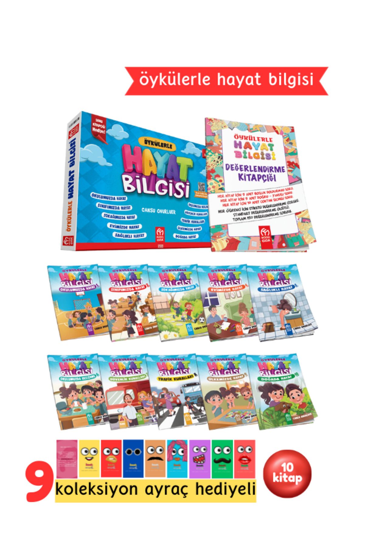 Pembe Yayınevi 1. ve 2.Sınıflar İçin Öykülerle Hayat Bilgisi Hikaye Serisi 10 Kitap + Soru Kitapçığı Hediyeli