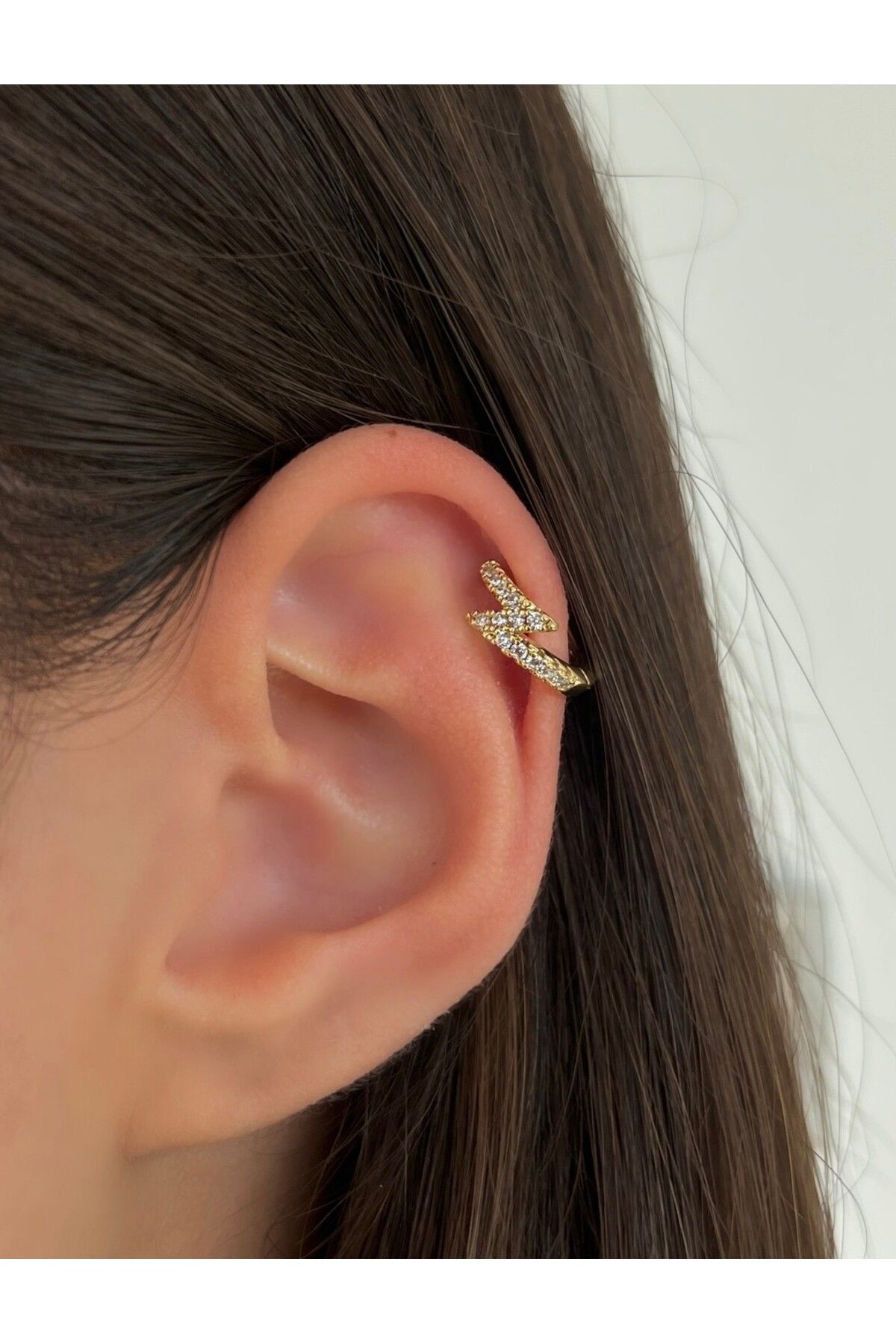 H&B Design Cerrahi Çelik Gold Şimşek Detaylı Piercing